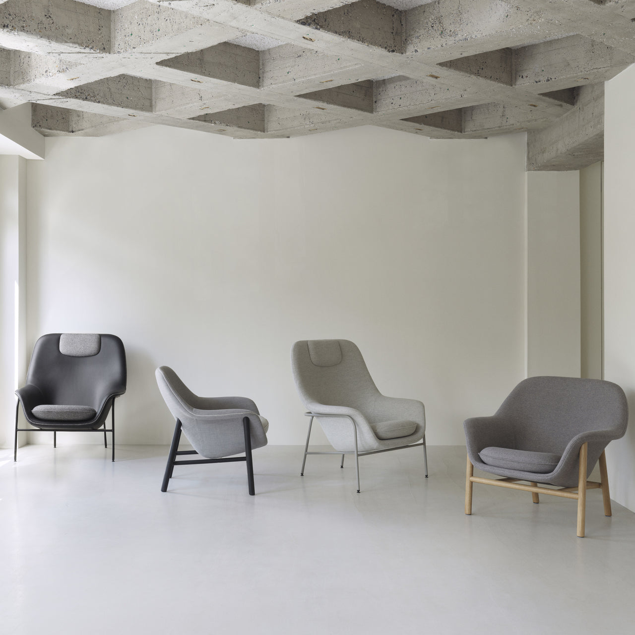 Drape Lounge Chair: Low + Wood Base