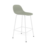 Fiber Bar + Counter Stool with Backrest: Tube Base + Counter + Natural White + Dusty Green