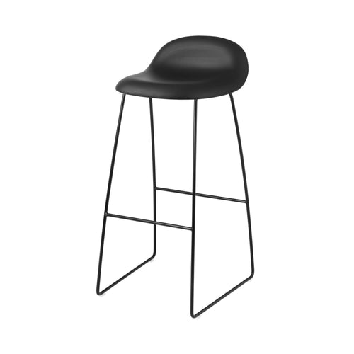 3D Bar Stool Sledge Base: Front Upholstery + Plastic Shell + Black Semi Matt