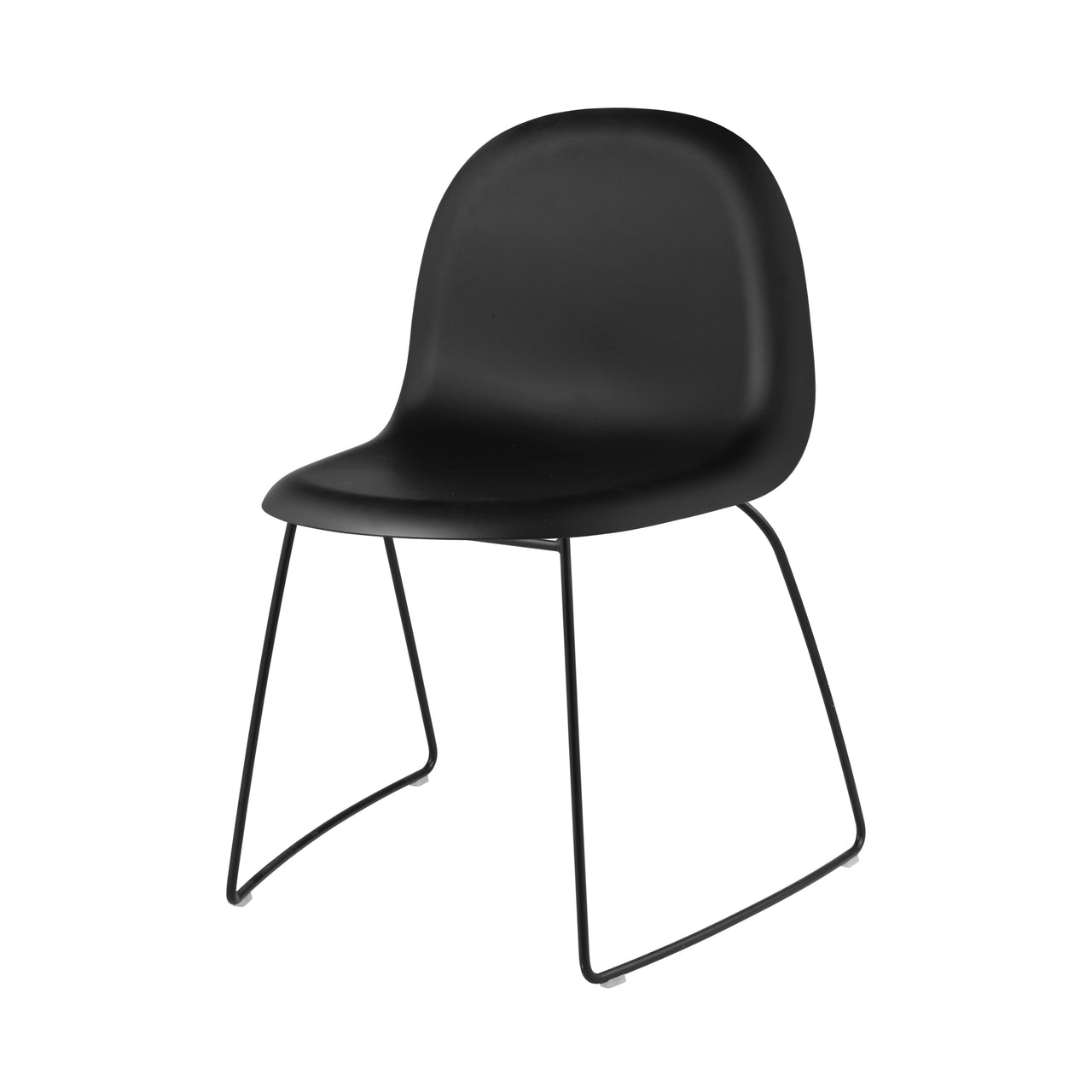 3D Dining Chair: Plastic Shell + Sledge Base + Black Semi Matt + Plastic Glides