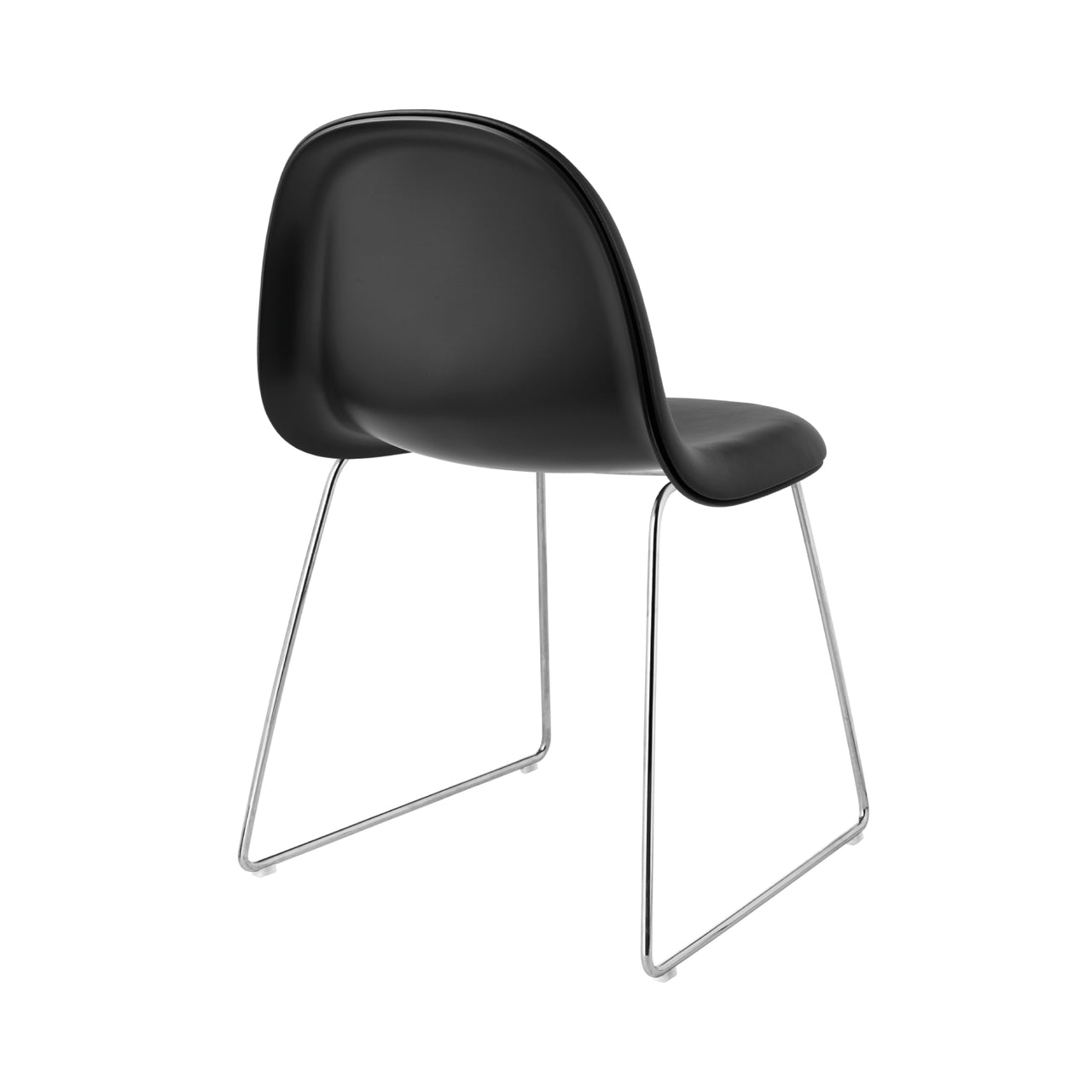 3D Dining Chair Sledge Base: Plastic Shell + Front Upholstered + Chrome