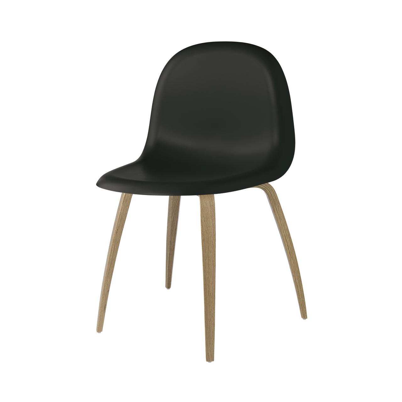 3D Dining Chair: Wood Base + Plastic Shell + Oak + Plastic Glides