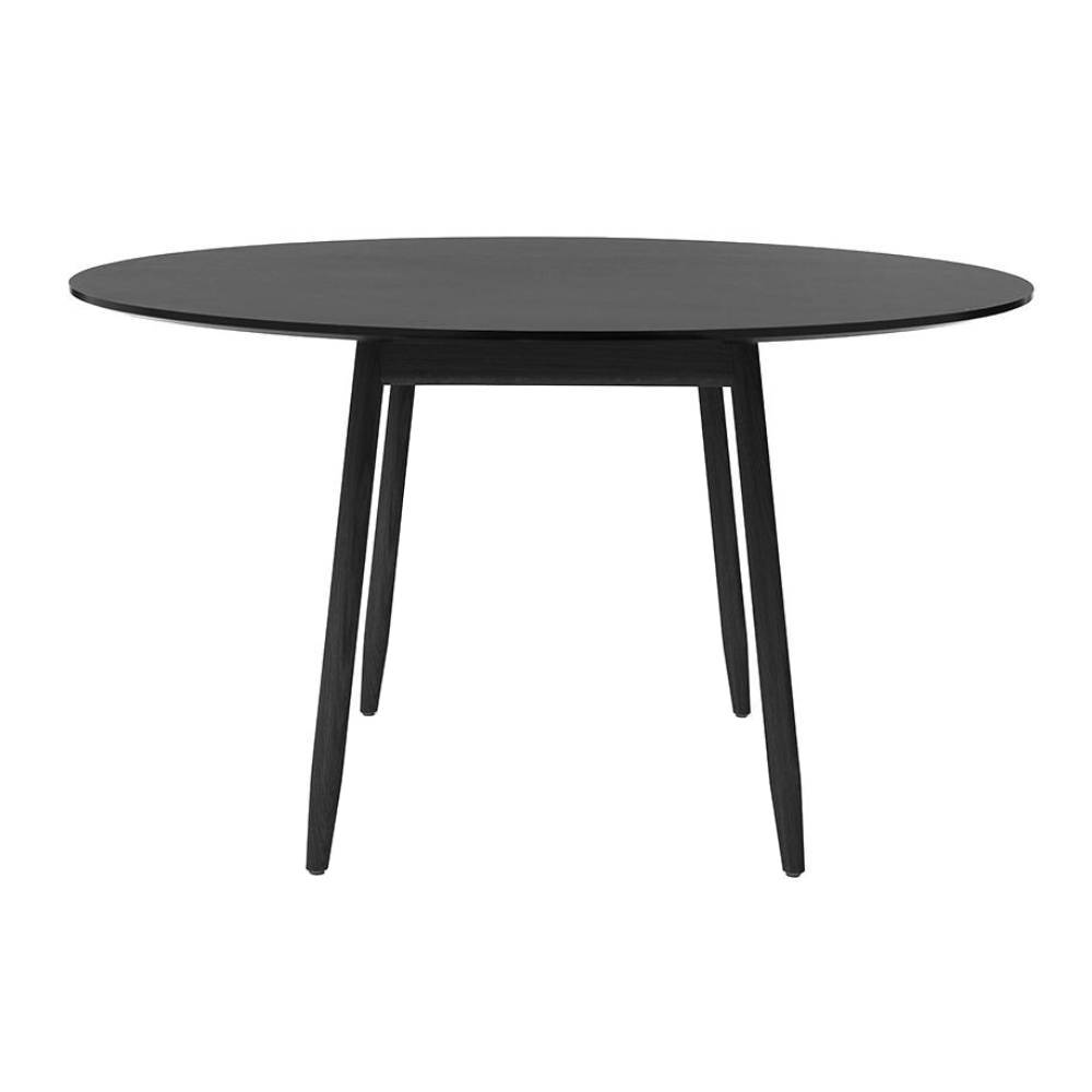 Incha Table: Round + Charcoal + Black Stained Oak