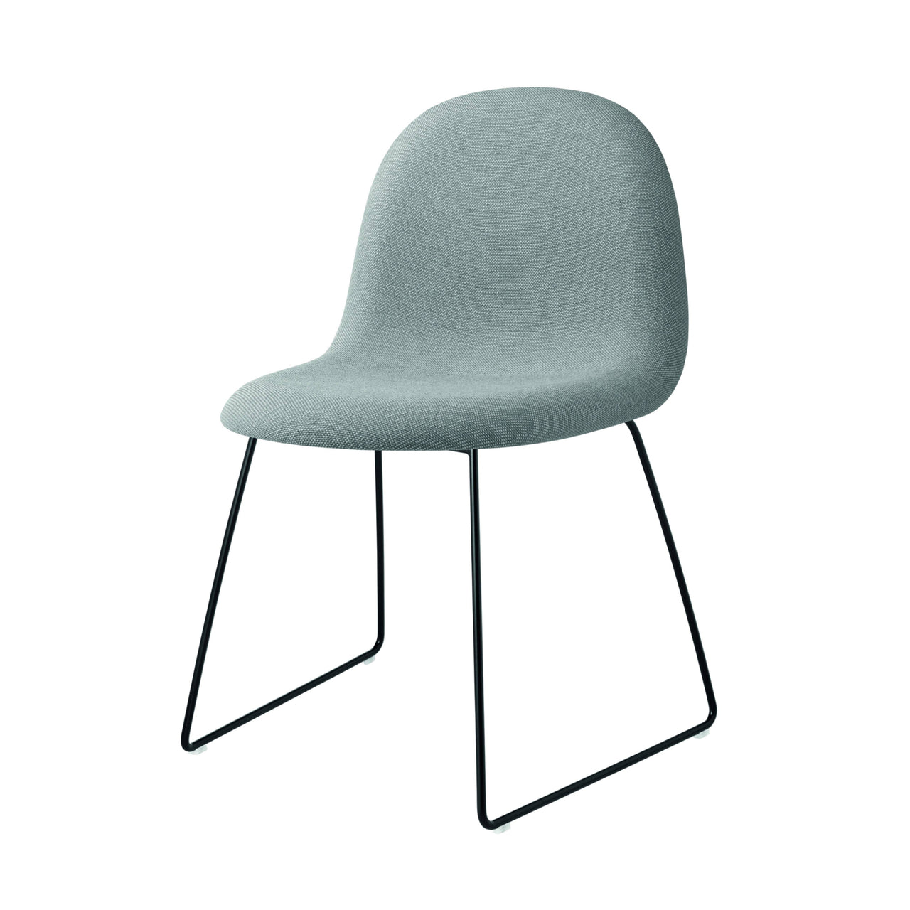 3D Dining Chair: Sledge Base + Full Upholstery + Black Semi Matt