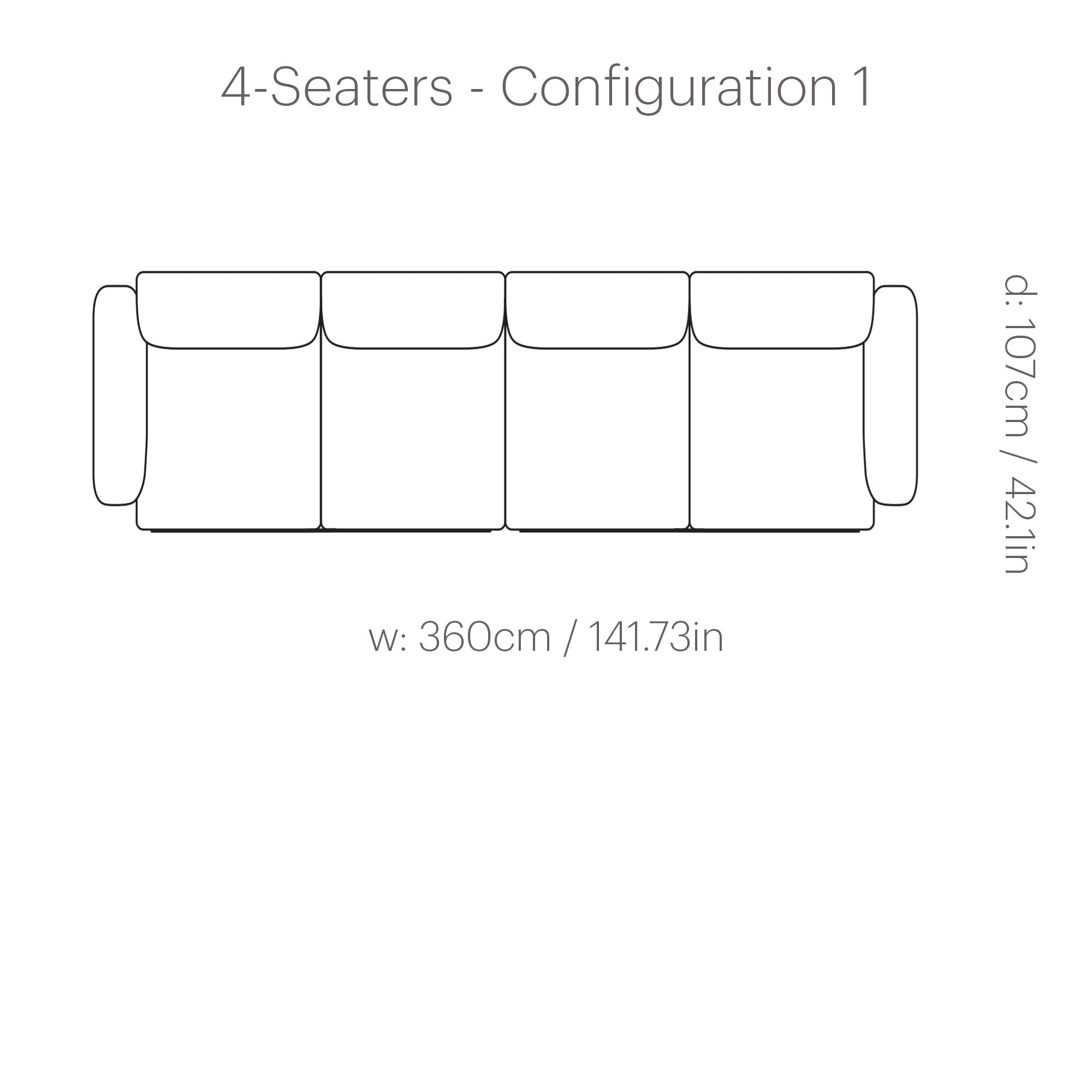 In Situ Modular Sofa: 4 Seater + Configuration 1
