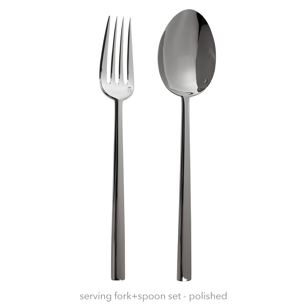 Rondo Flatware: Polished Steel: Serving Fork + Spoon