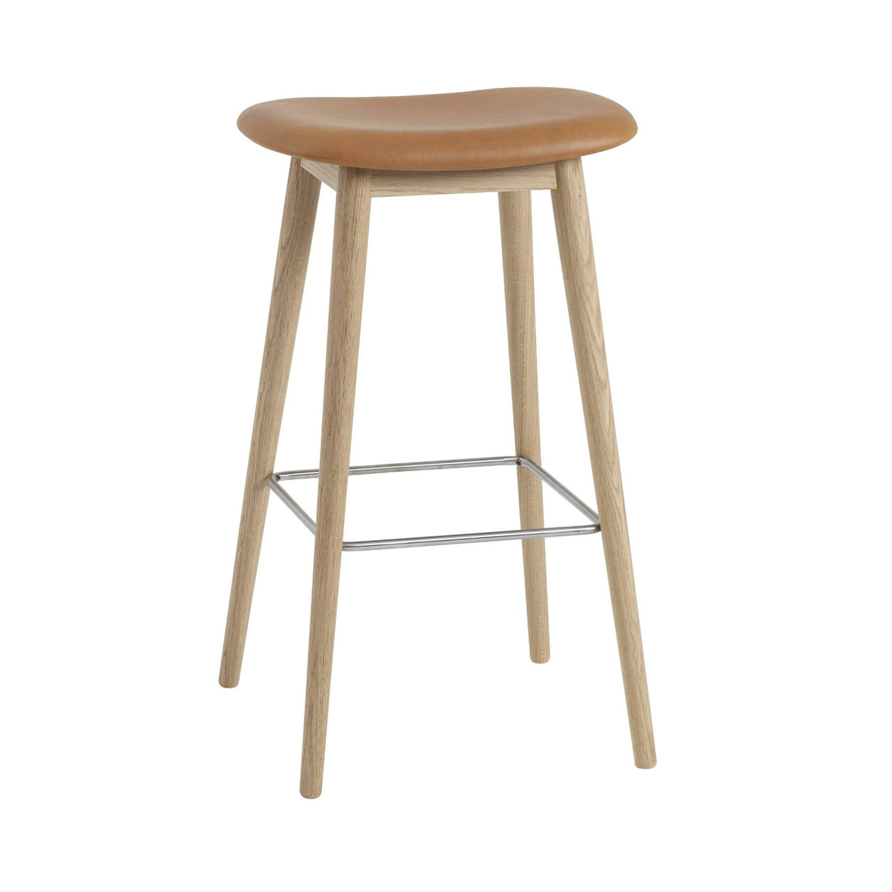 Fiber Bar + Counter Stool: Wood Base + Upholstered + Bar + Oak