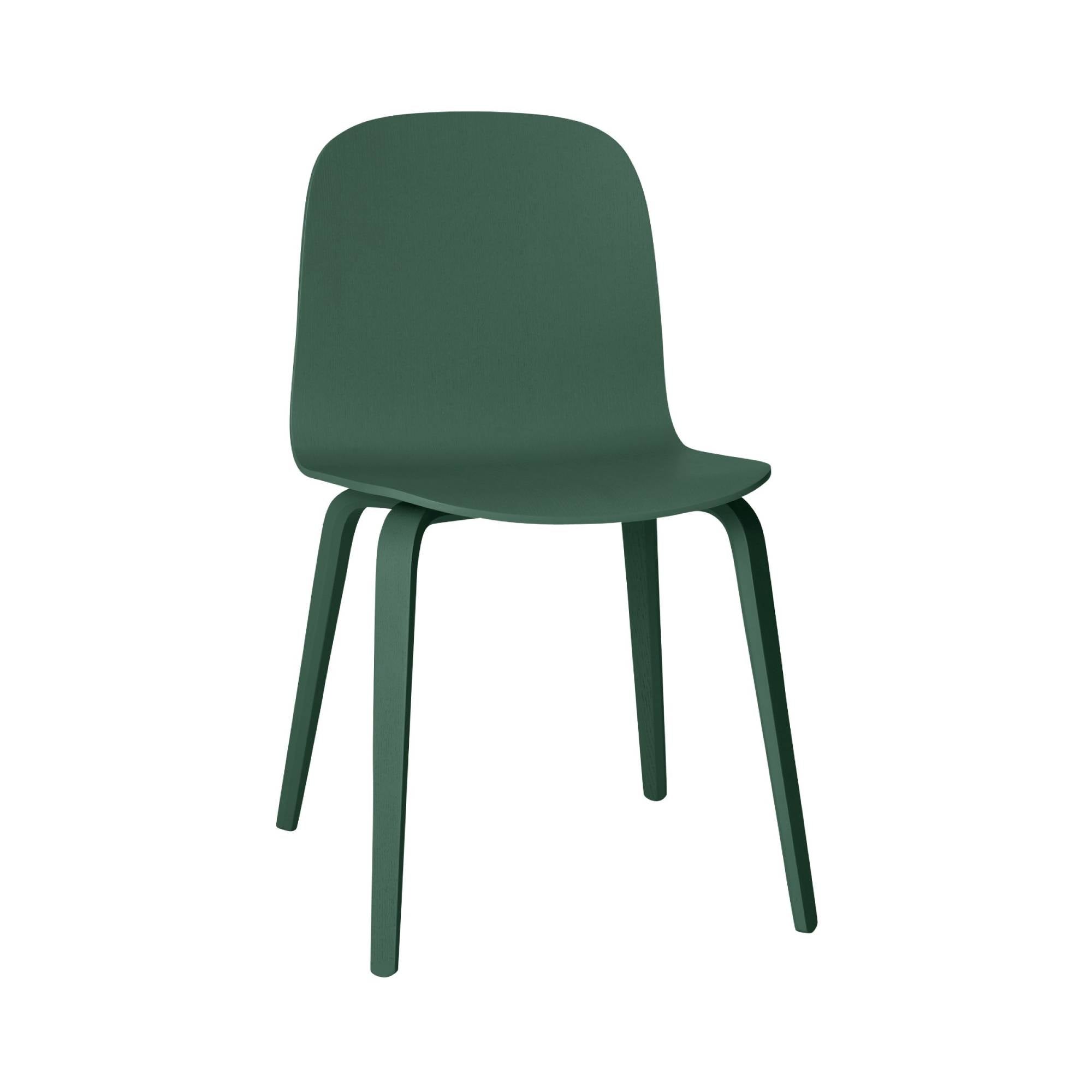 Visu Chair: Wood Base + Dark Green