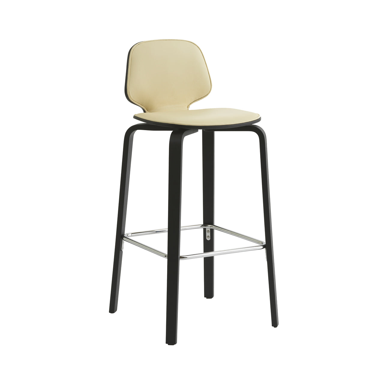 My Chair Bar + Counter Stool: Wood Base + Front Upholstered + Bar + Black