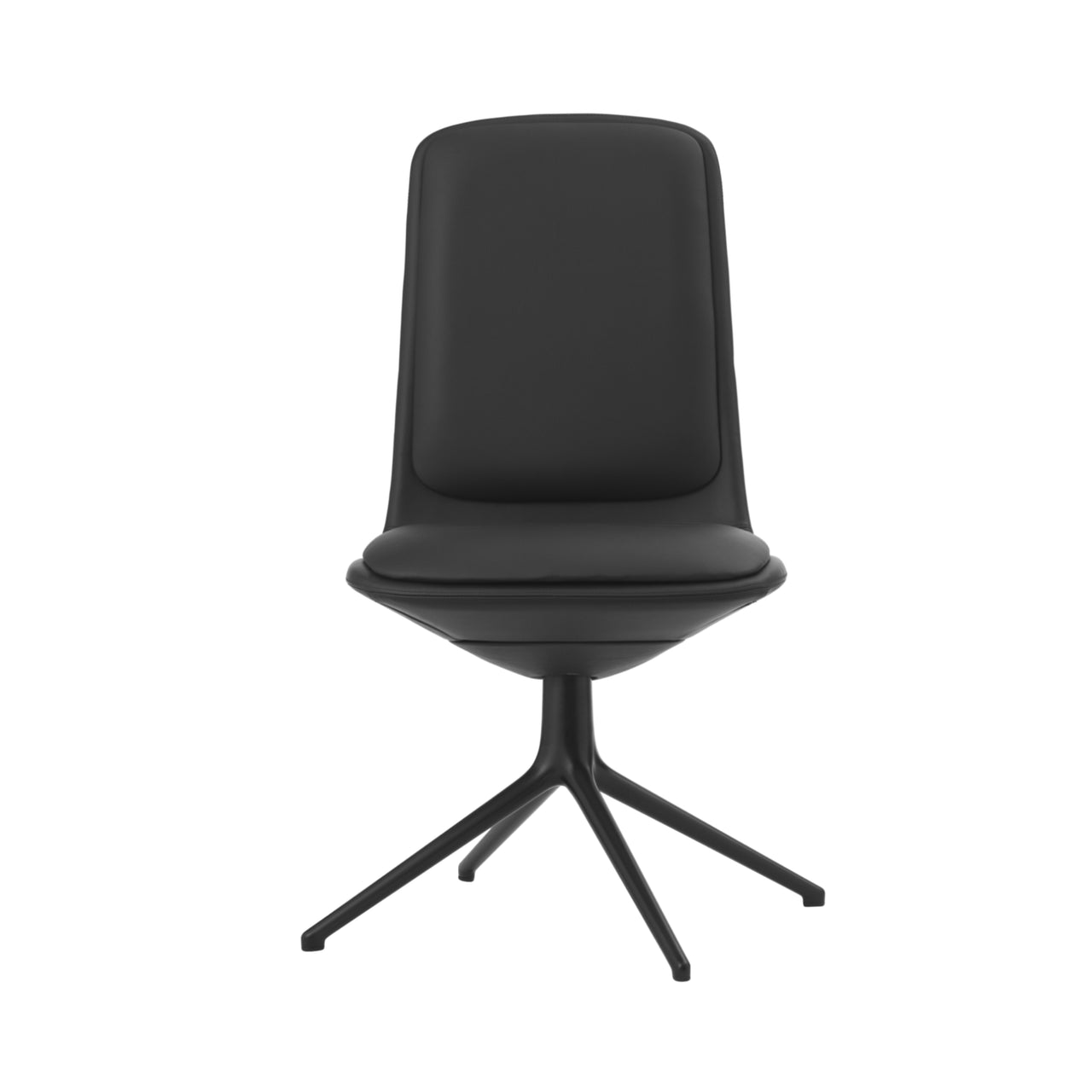 Off Chair 4 Legs with Cushion: Low + Without Arm + Black Aluminum