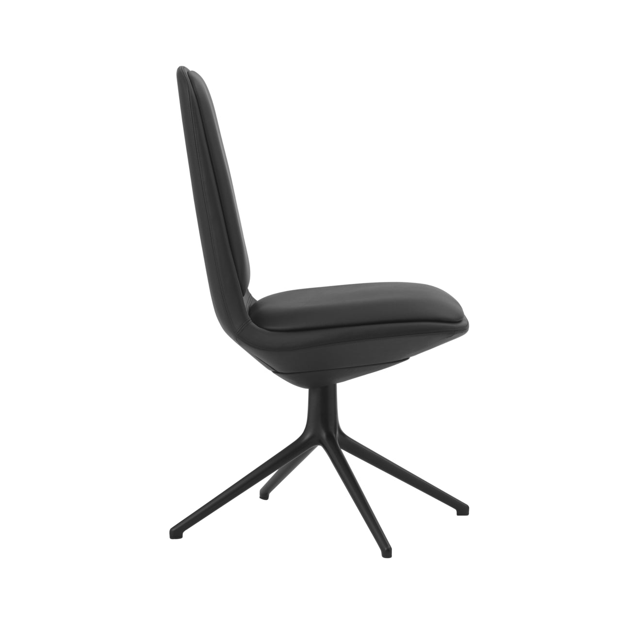 Off Chair 4 Legs with Cushion: Low + Without Arm + Black Aluminum