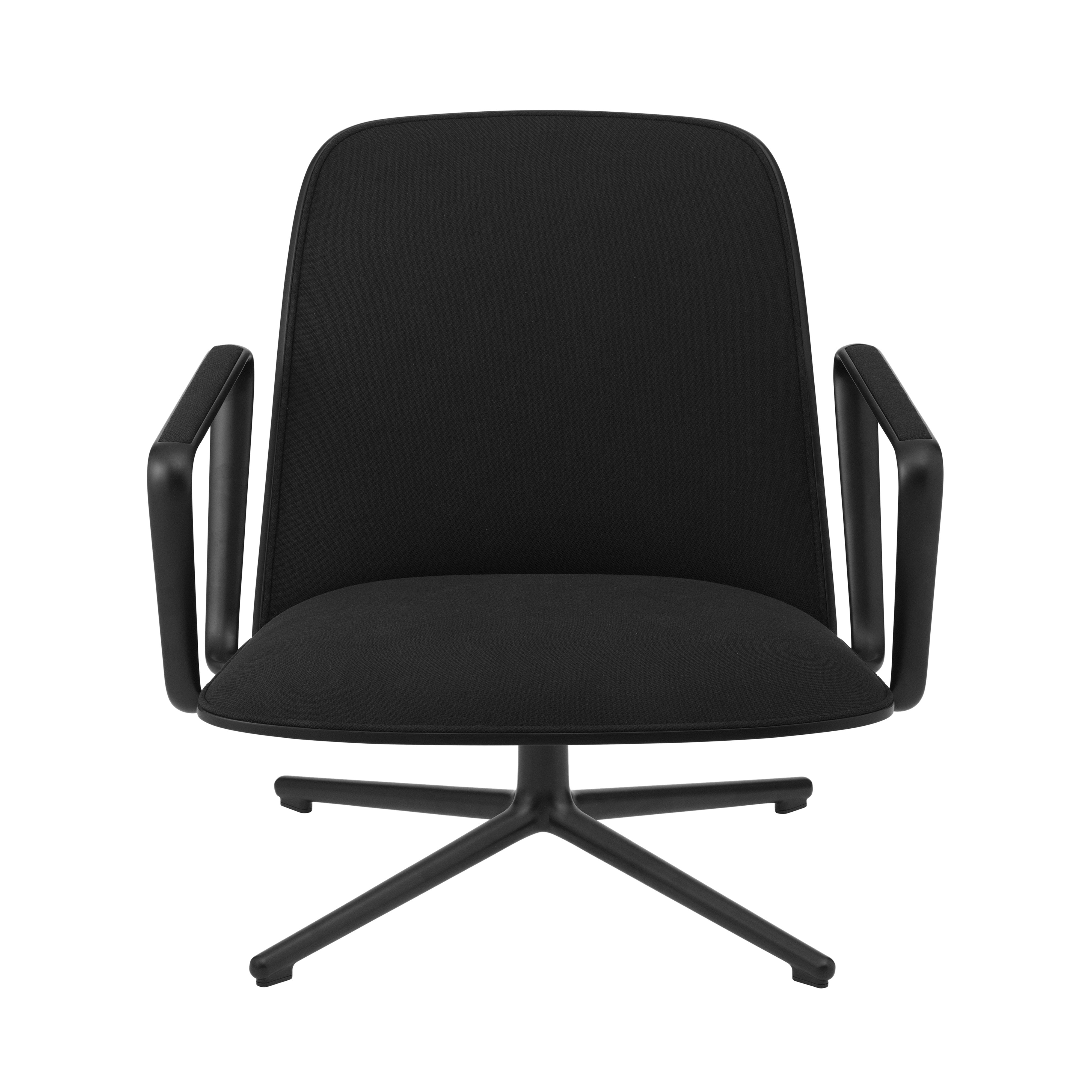 Pad Lounge Chair Low Swivel: Black Aluminum + Black Oak