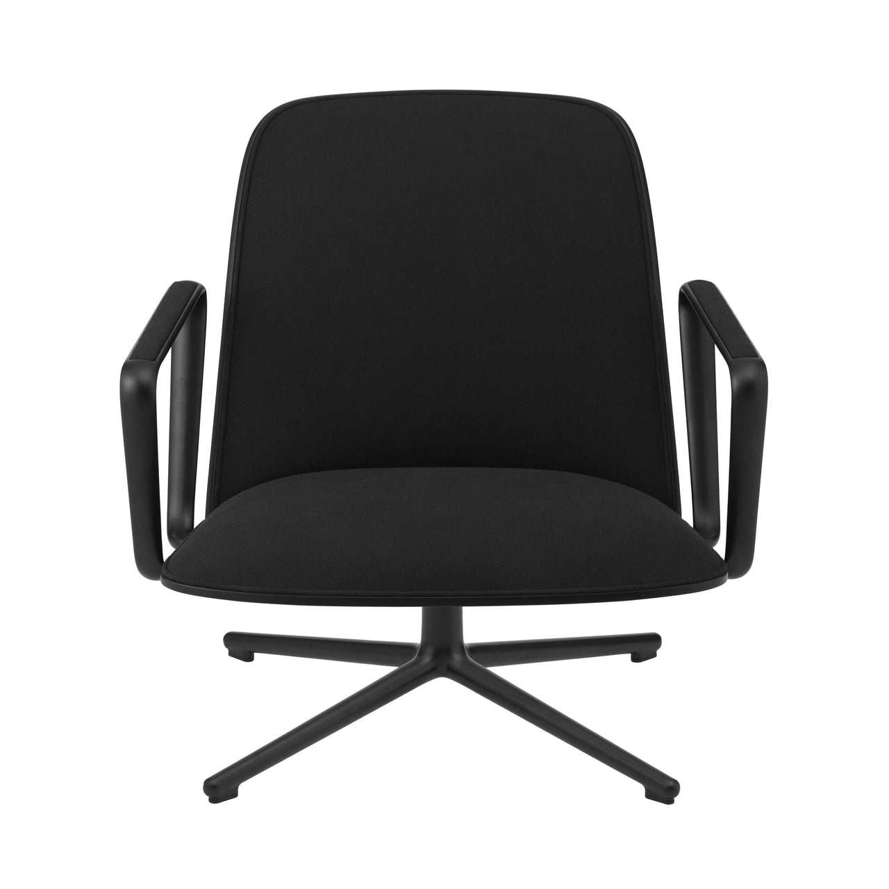 Pad Lounge Chair Low Swivel: Black Aluminum + Black Oak