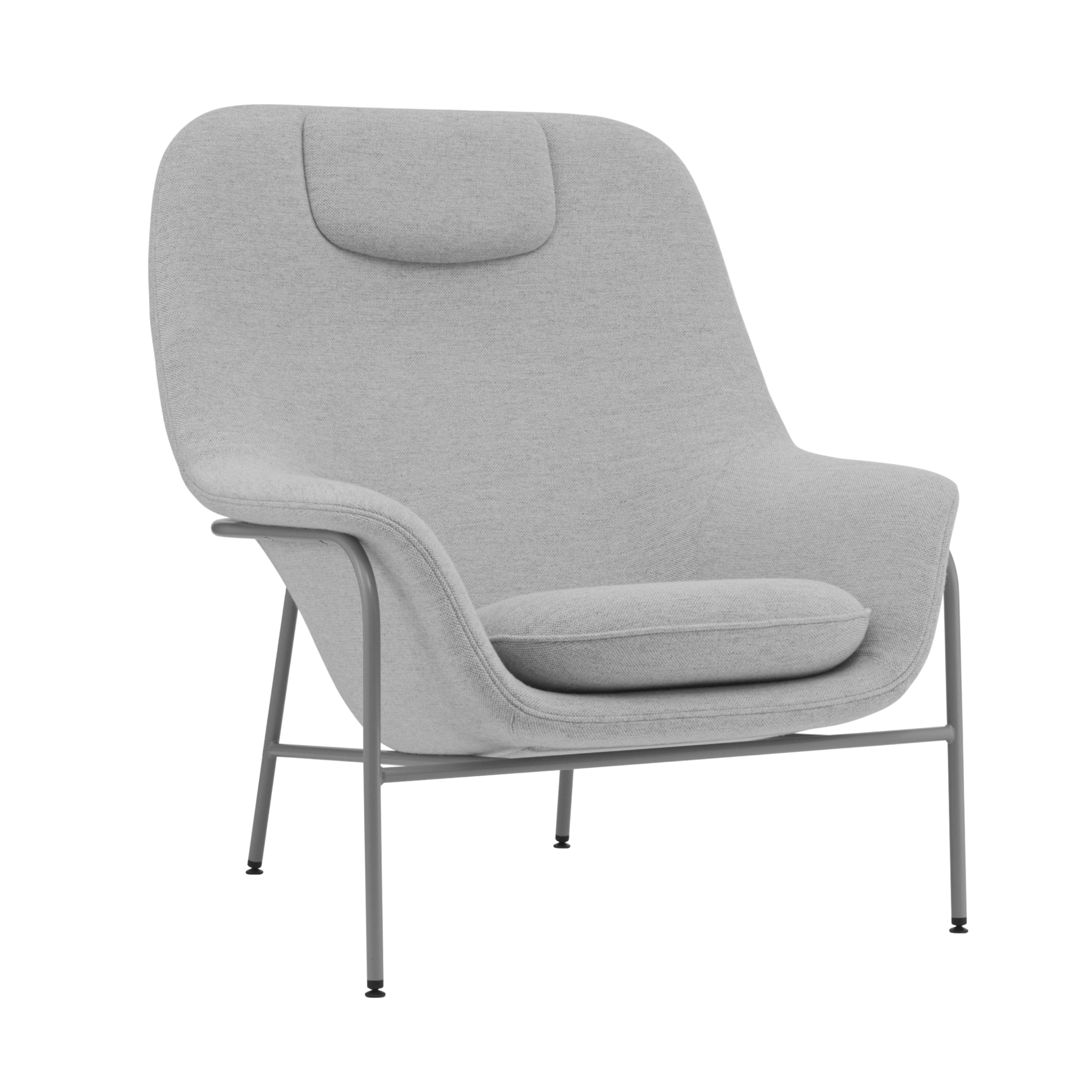 Drape Lounge Chair: High + Steel Base + With Headrest + Grey