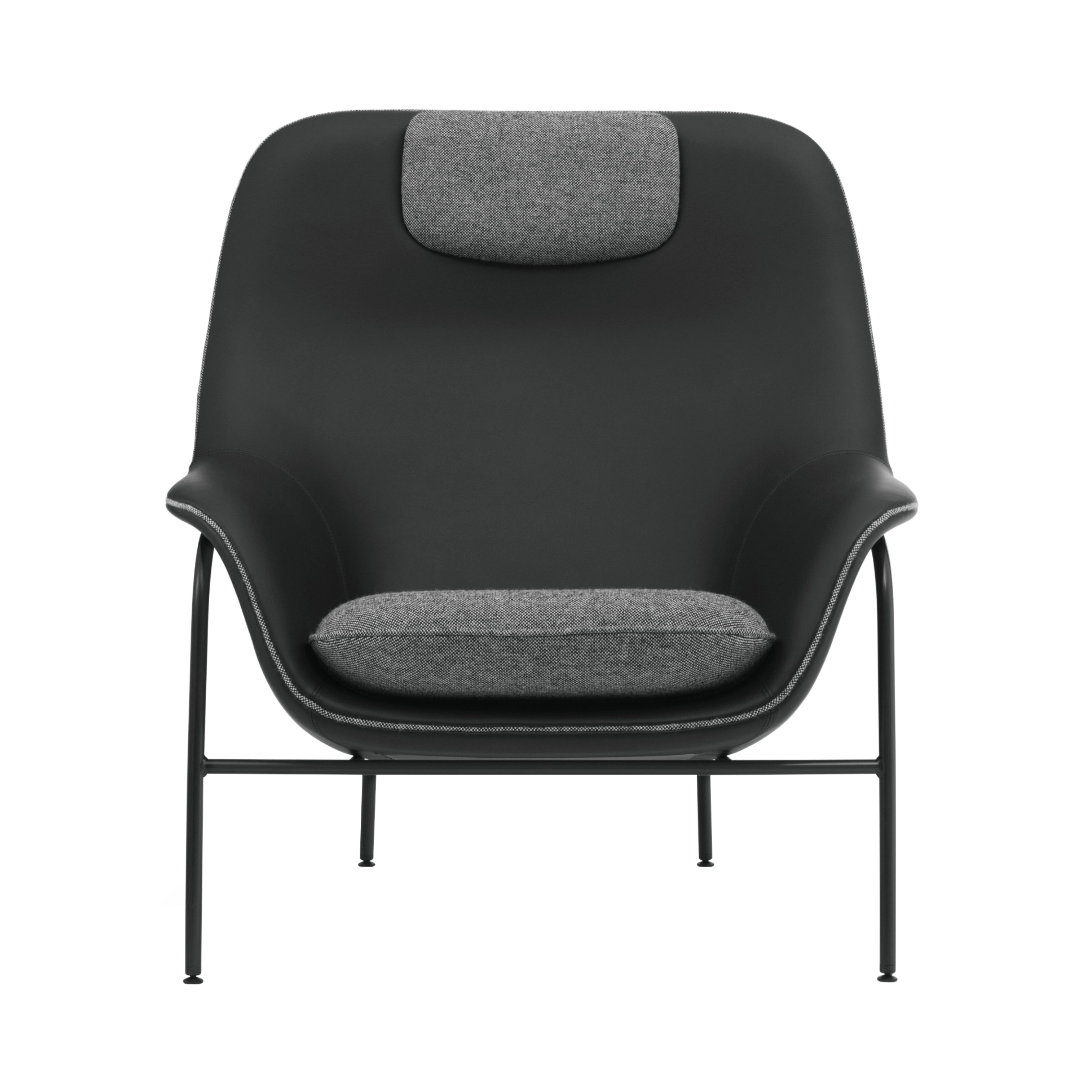 Drape Lounge Chair: High + Steel Base + With Headrest + Black