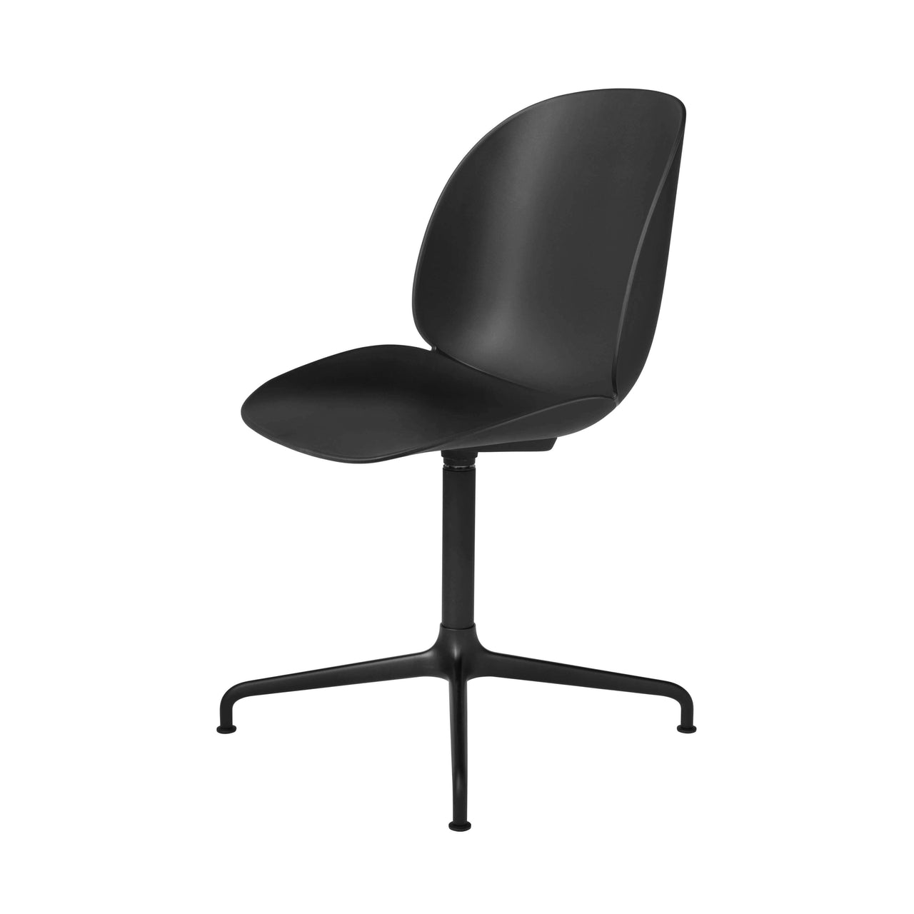 Beetle Meeting Chair: 4-Star Swivel Base + Black + Black Matt + Plastic Glides