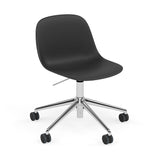 Fiber Side Chair: Swivel Base with Castors & Gaslift + Recycled Shell + Polished Aluminum + Black