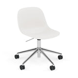 Fiber Side Chair: Swivel Base with Castors & Gaslift + Recycled Shell + Polished Aluminum + Natural White