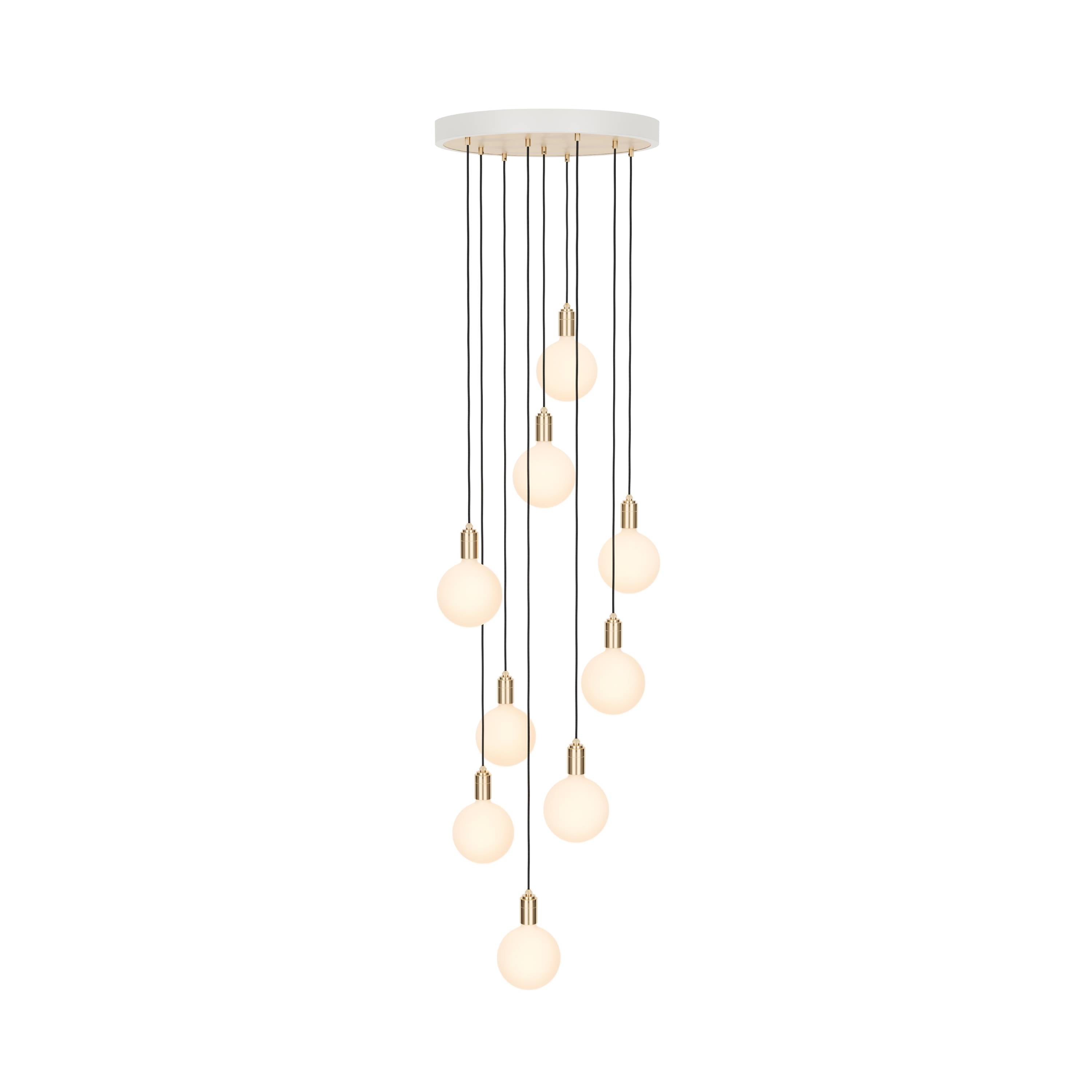 Nine Pendant with Sphere IV: White + Brass Plated Steel