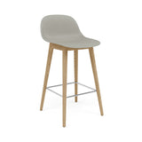Fiber Bar + Counter Stool with Backrest: Wood Base + Counter + Oak + Grey