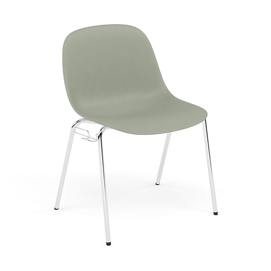 Fiber Side Chair: A-Base with Linking Device + Recycled Shell + Dusty Green