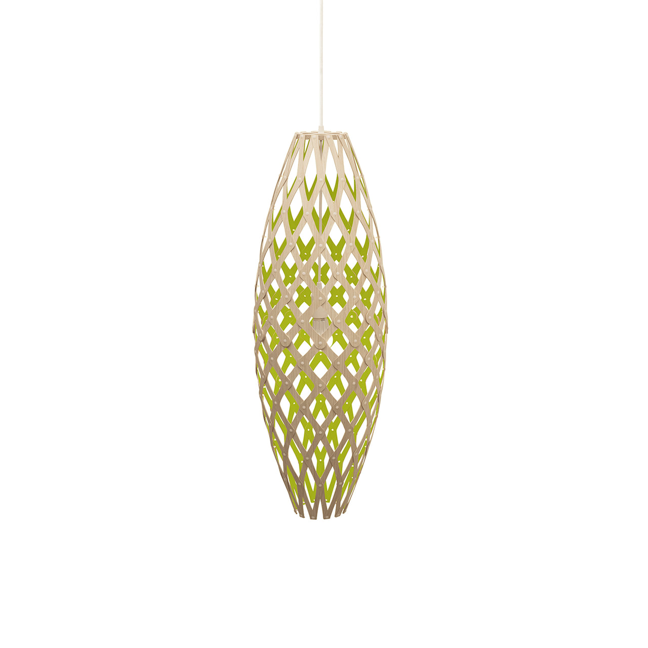 Hinaki Pendant Light: Medium + Bamboo + Lime + White