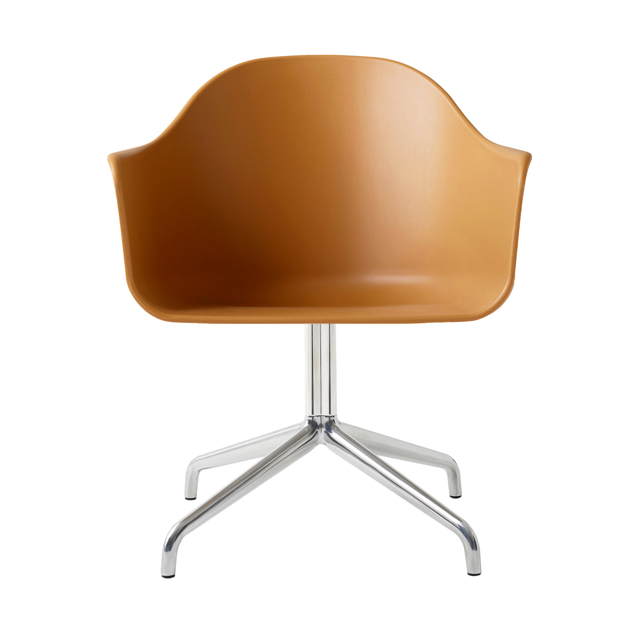 Harbour Dining Chair: Star Base + Return + Polished Aluminum + Khaki