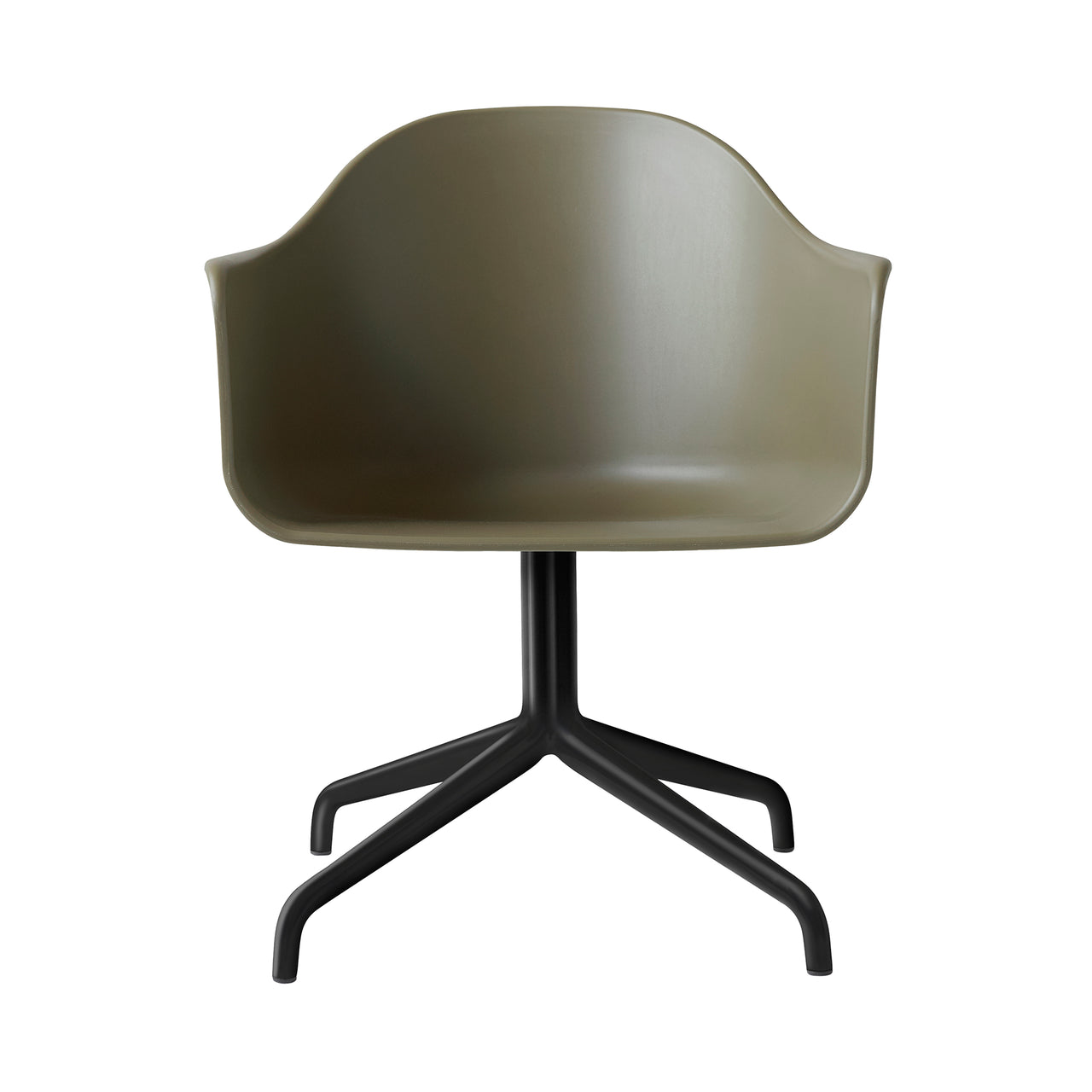 Harbour Dining Chair: Star Base + Return + Black Steel + Olive