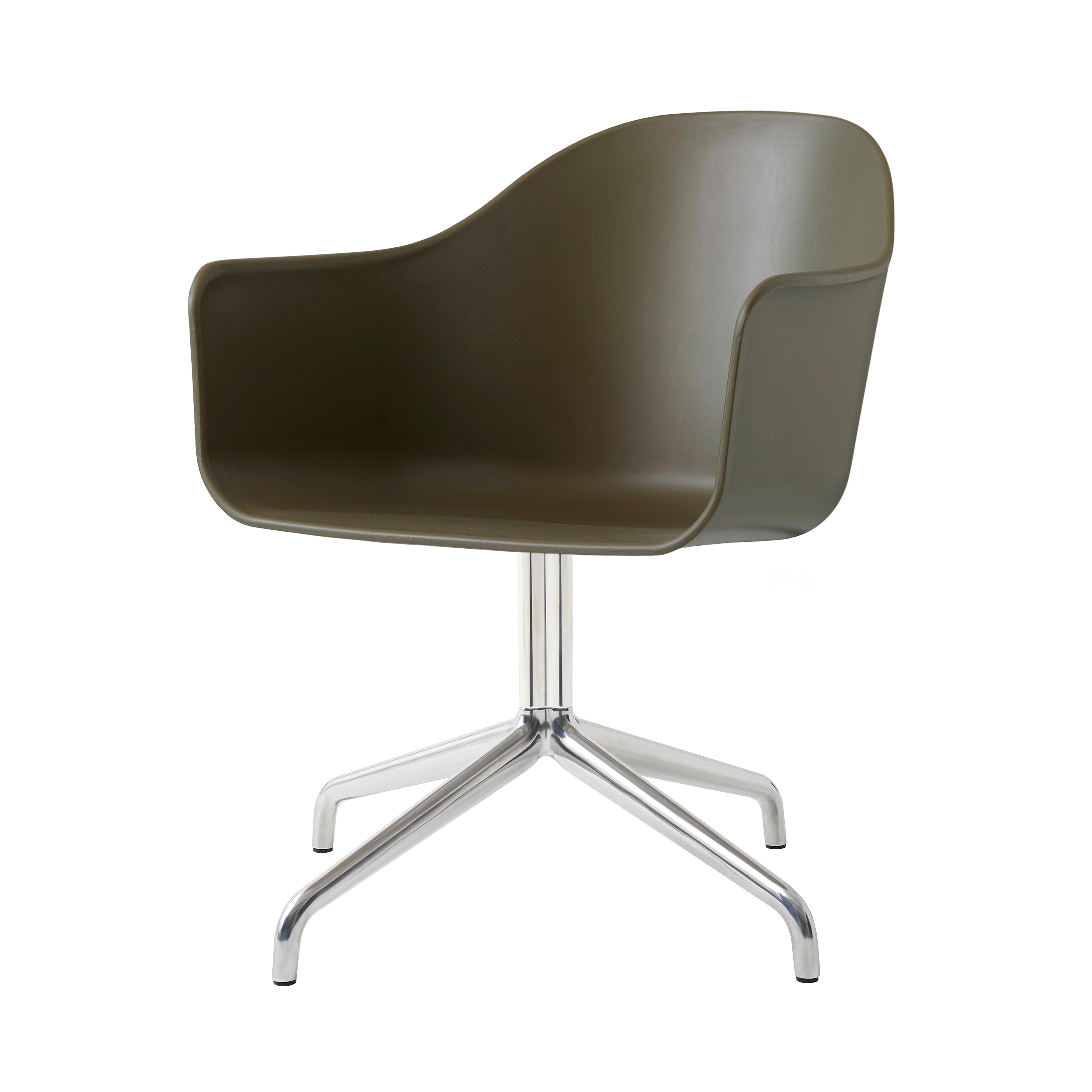 Harbour Dining Chair: Star Base + Return + Polished Aluminum + Olive