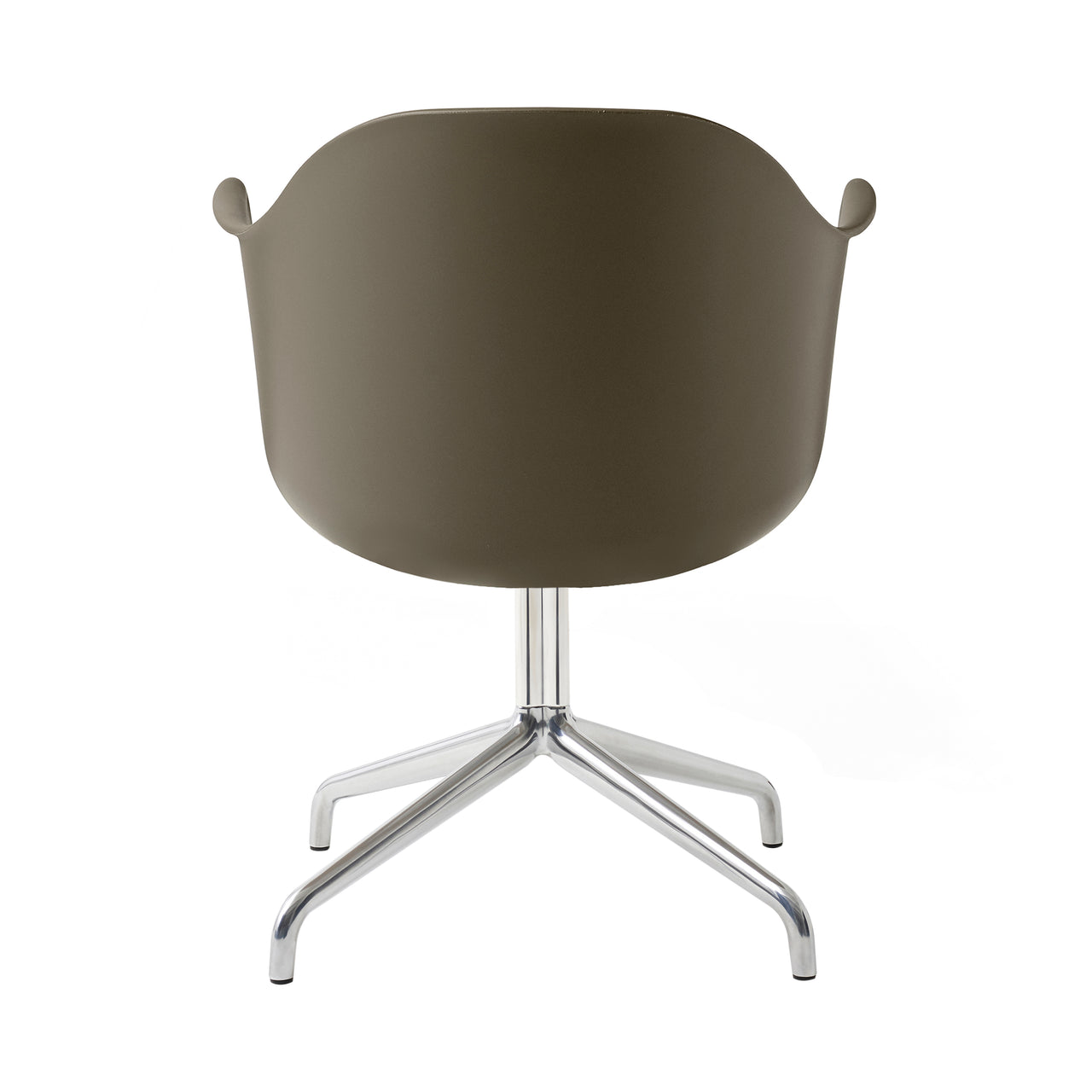 Harbour Dining Chair: Star Base + Return + Polished Aluminum + Olive