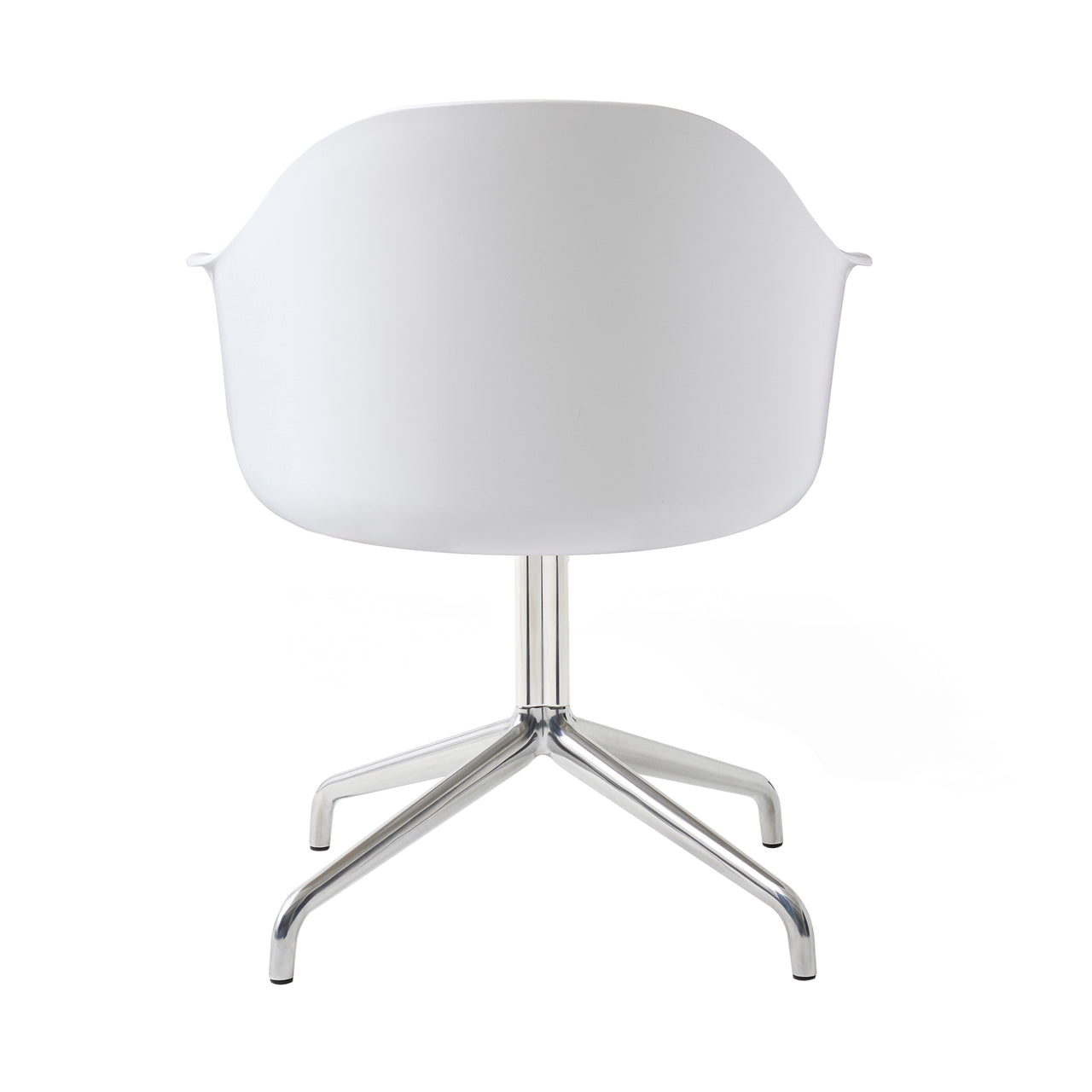 Harbour Dining Chair: Star Base + Return + Polished Aluminum + White