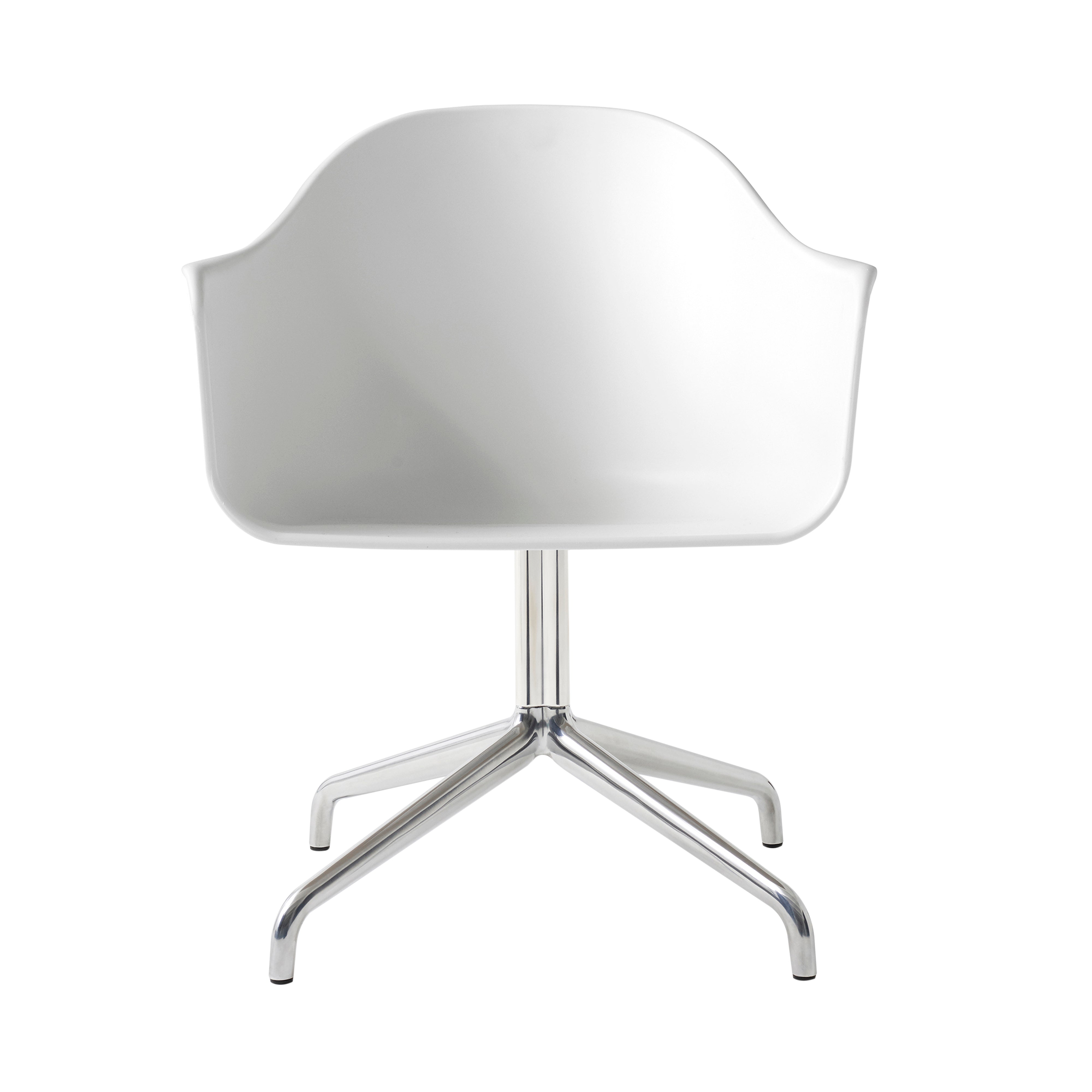 Harbour Dining Chair: Star Base + Return + Polished Aluminum + White