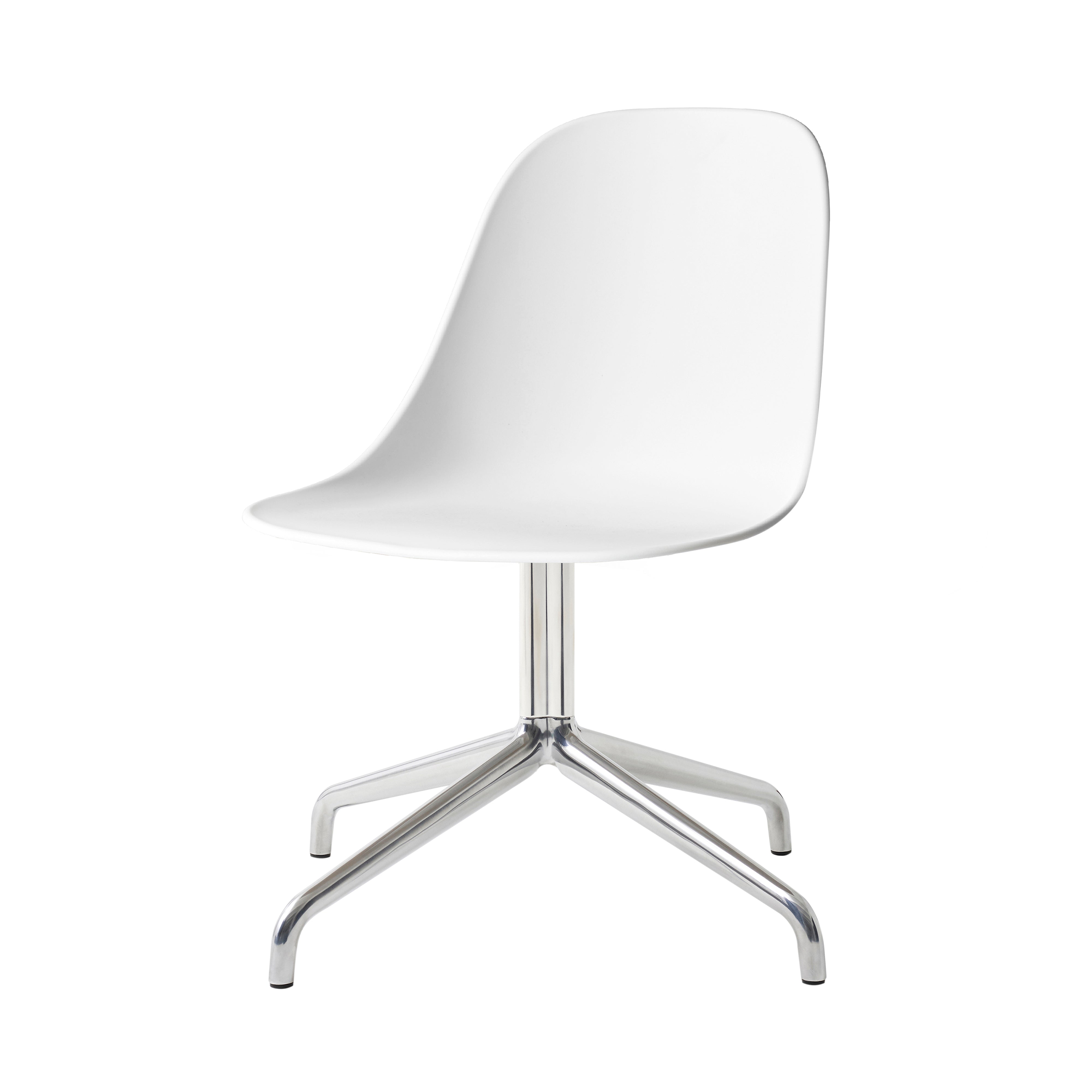 Harbour Side Dining Chair: Star Base + Return + Polished Aluminum + White