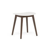 Fiber Stool: Wood Base + Stained Dark Brown + Natural White
