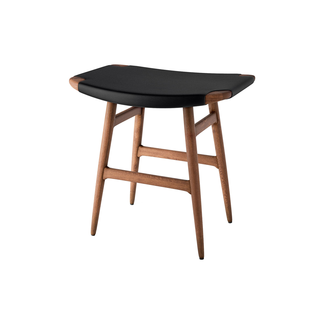 Freja Stool: Natural Walnut + Plain + Black