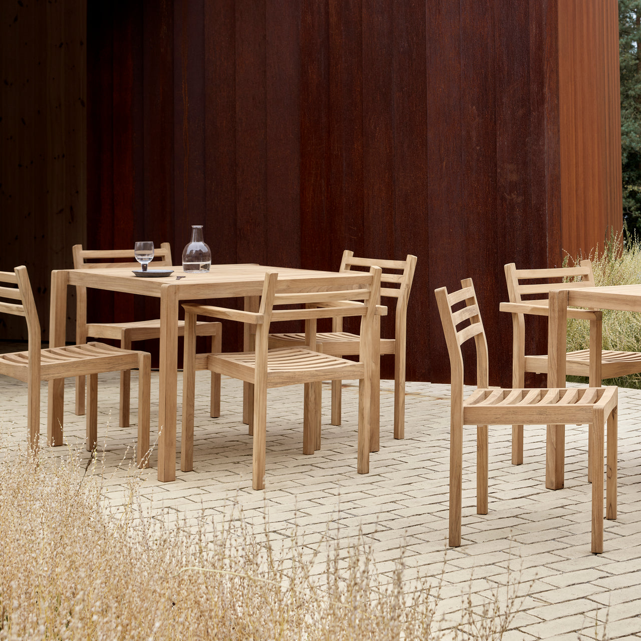 AH502 Outdoor Dining Chair with Armrest: Stacking