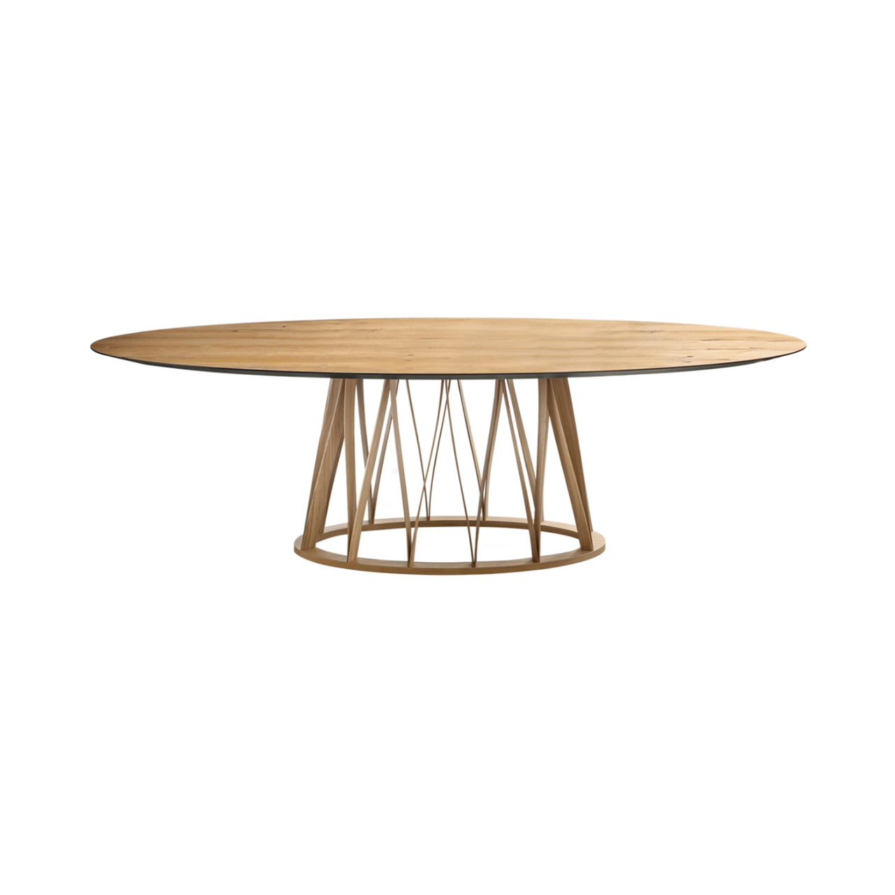 Acco Oval Dining Table: Small + Flamed Oak + Ash