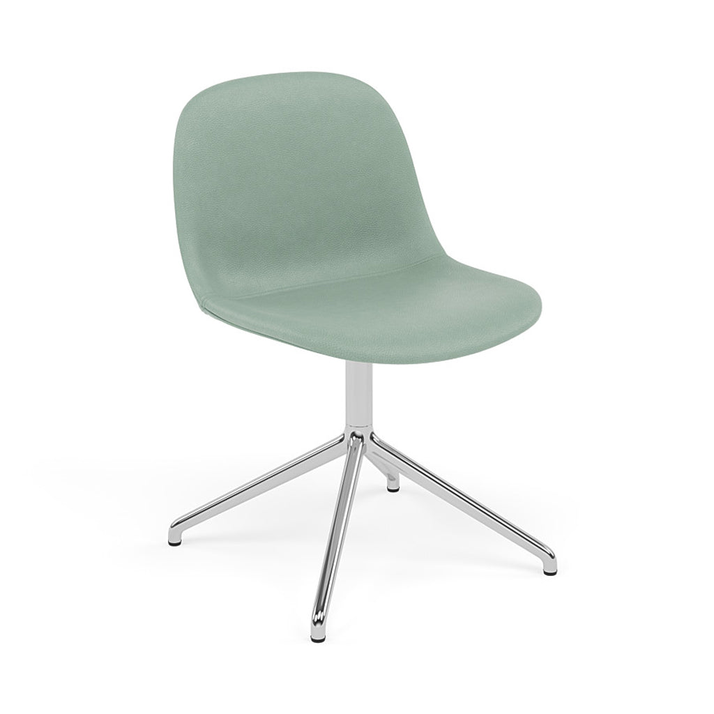 Fiber Side Chair: Swivel Base + Recycled Shell + Upholstered + Polished Aluminum