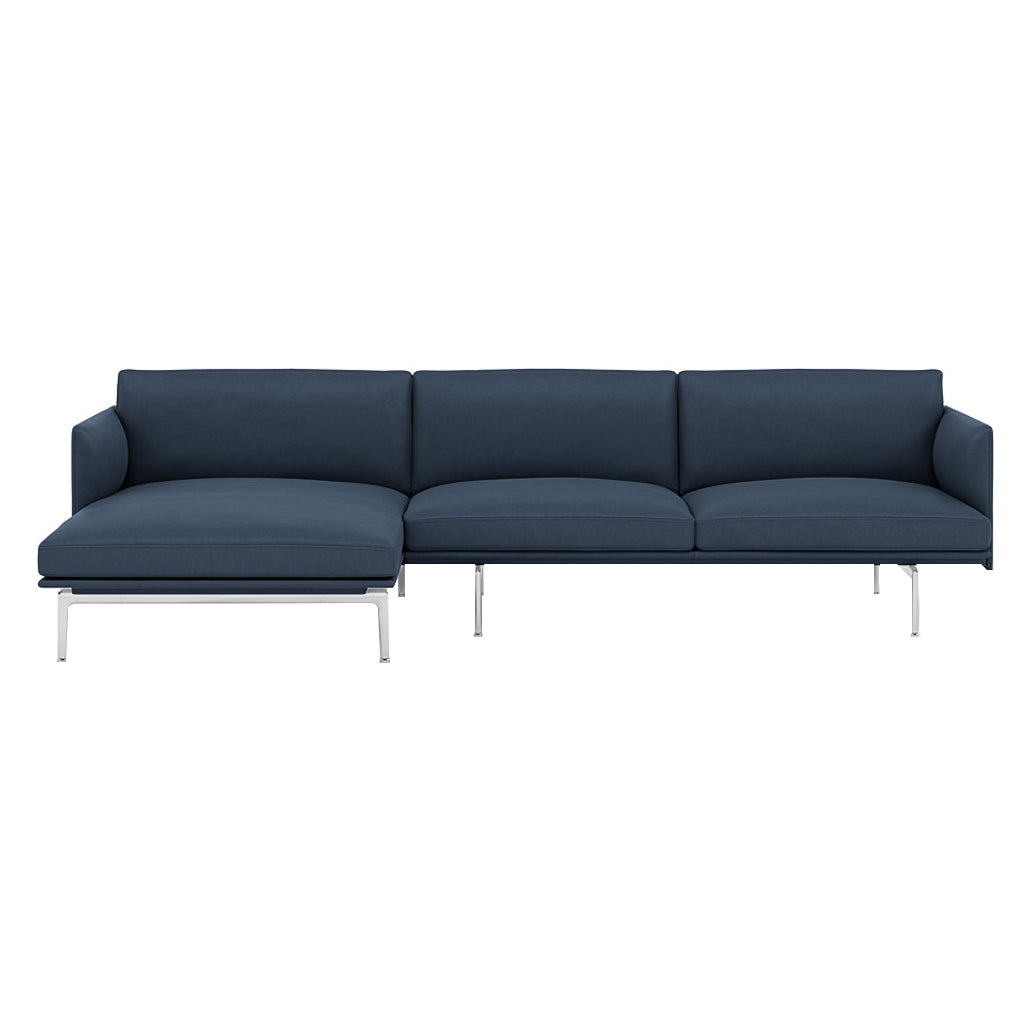 Outline Sofa Chaise Lounge: Left + Polished Aluminum 