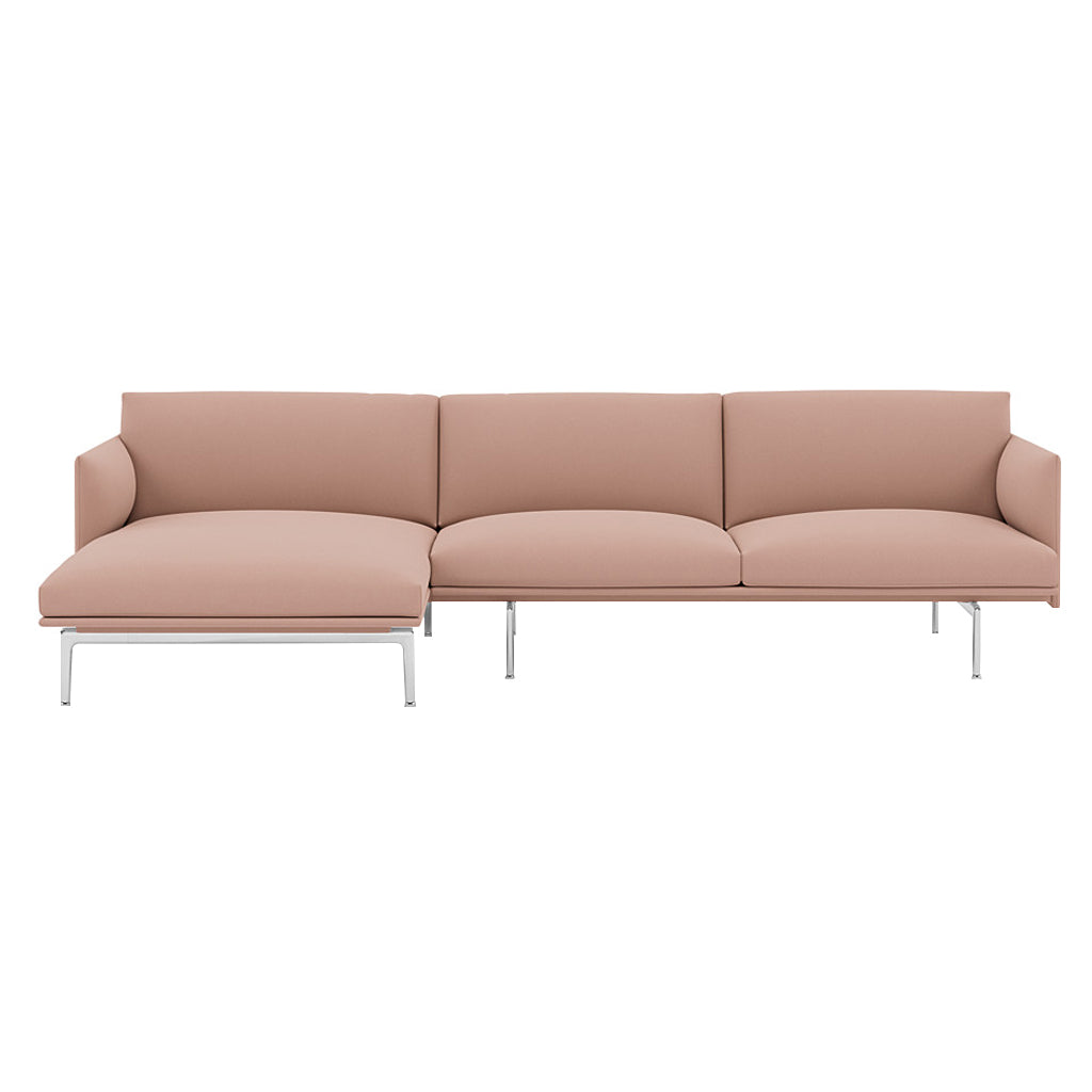 Outline Sofa Chaise Lounge: Left + Polished Aluminum