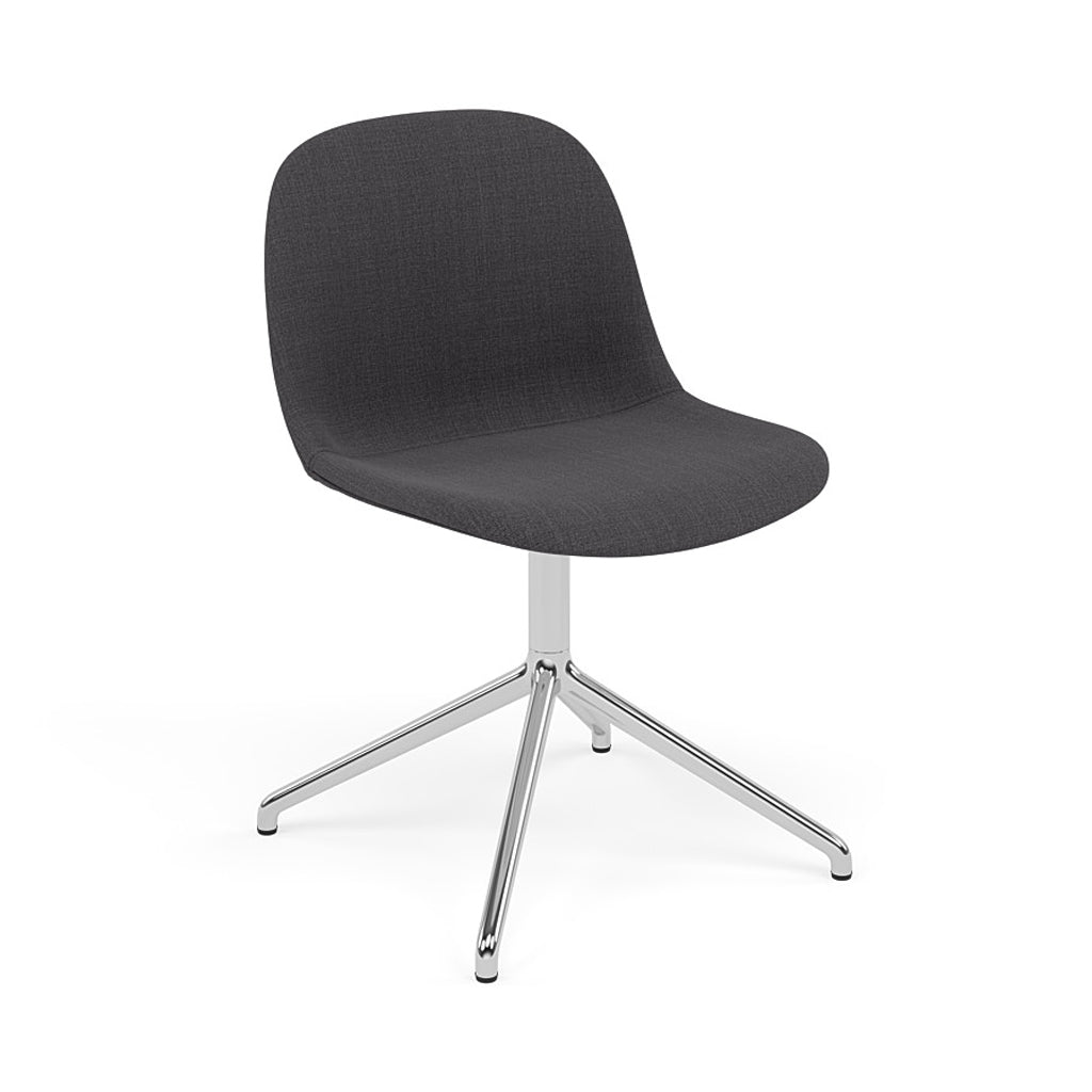 Fiber Side Chair: Swivel Base + Recycled Shell + Upholstered + Polished Aluminum