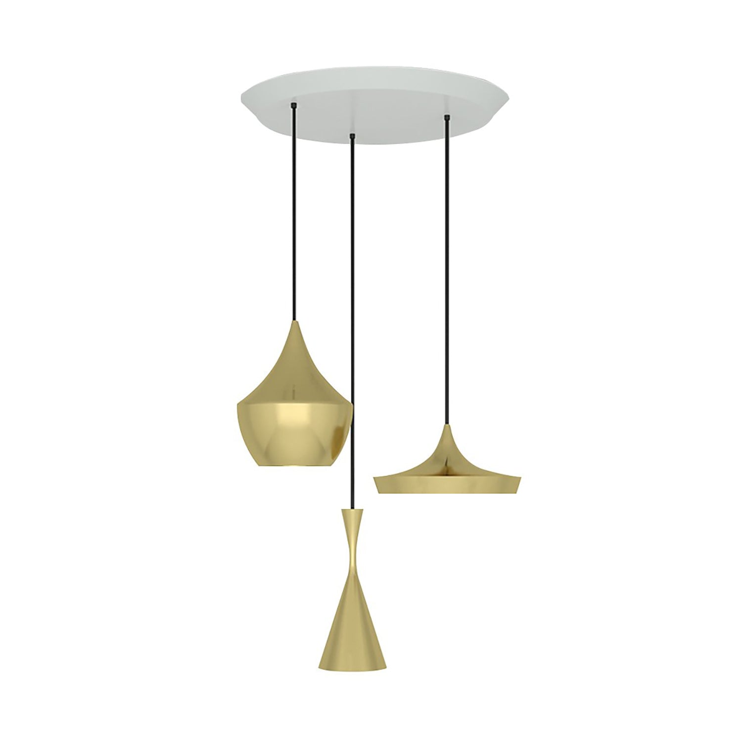 Beat Trio Round Pendant System: Brushed Brass