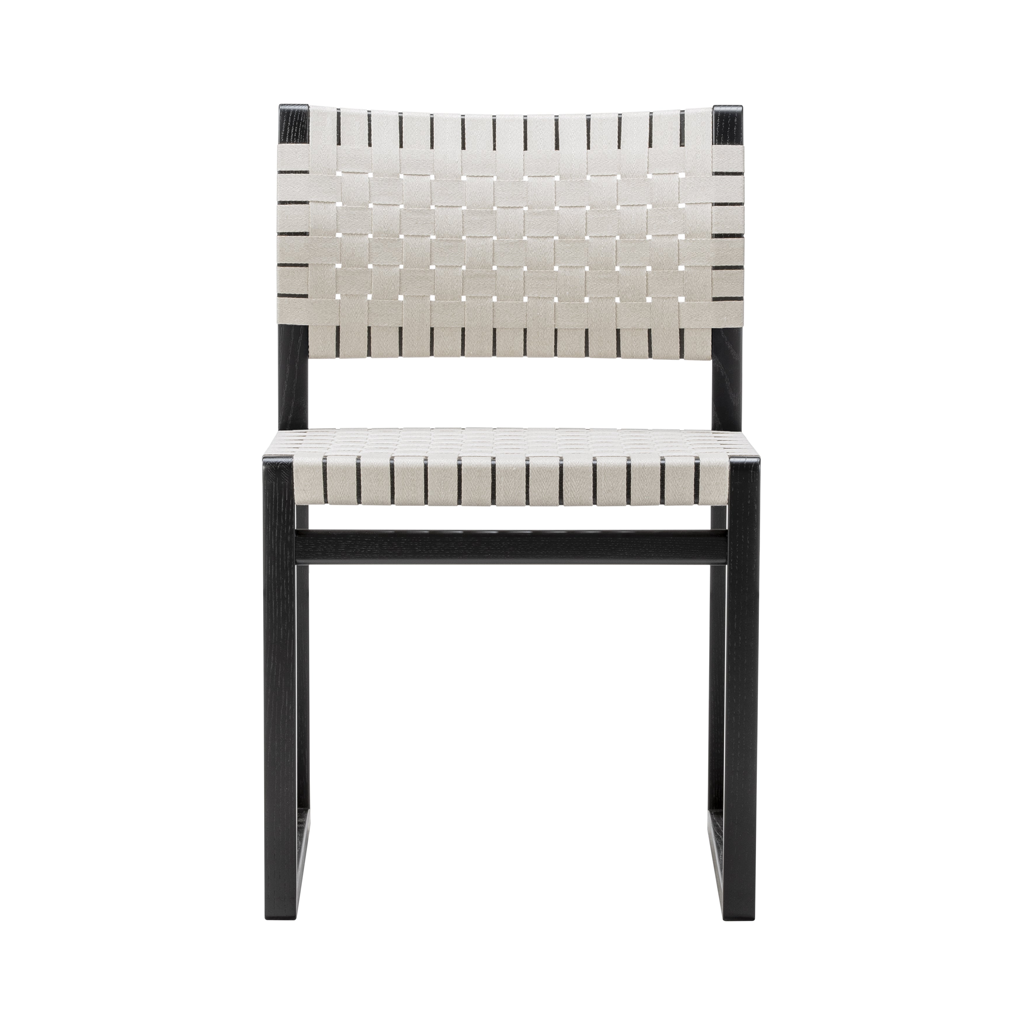 BM62 + BM61 Chair: Linen Webbing + Without Arm + Black Lacquered Oak + Natural