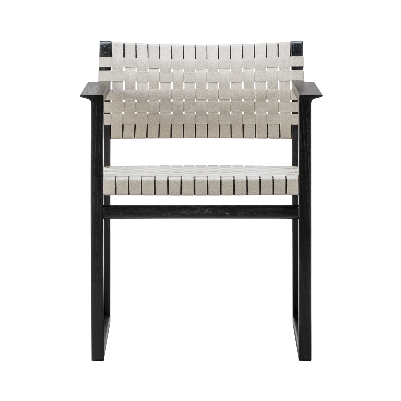 BM62 + BM61 Chair: Linen Webbing + With Arm + Black Lacquered Oak + Natural