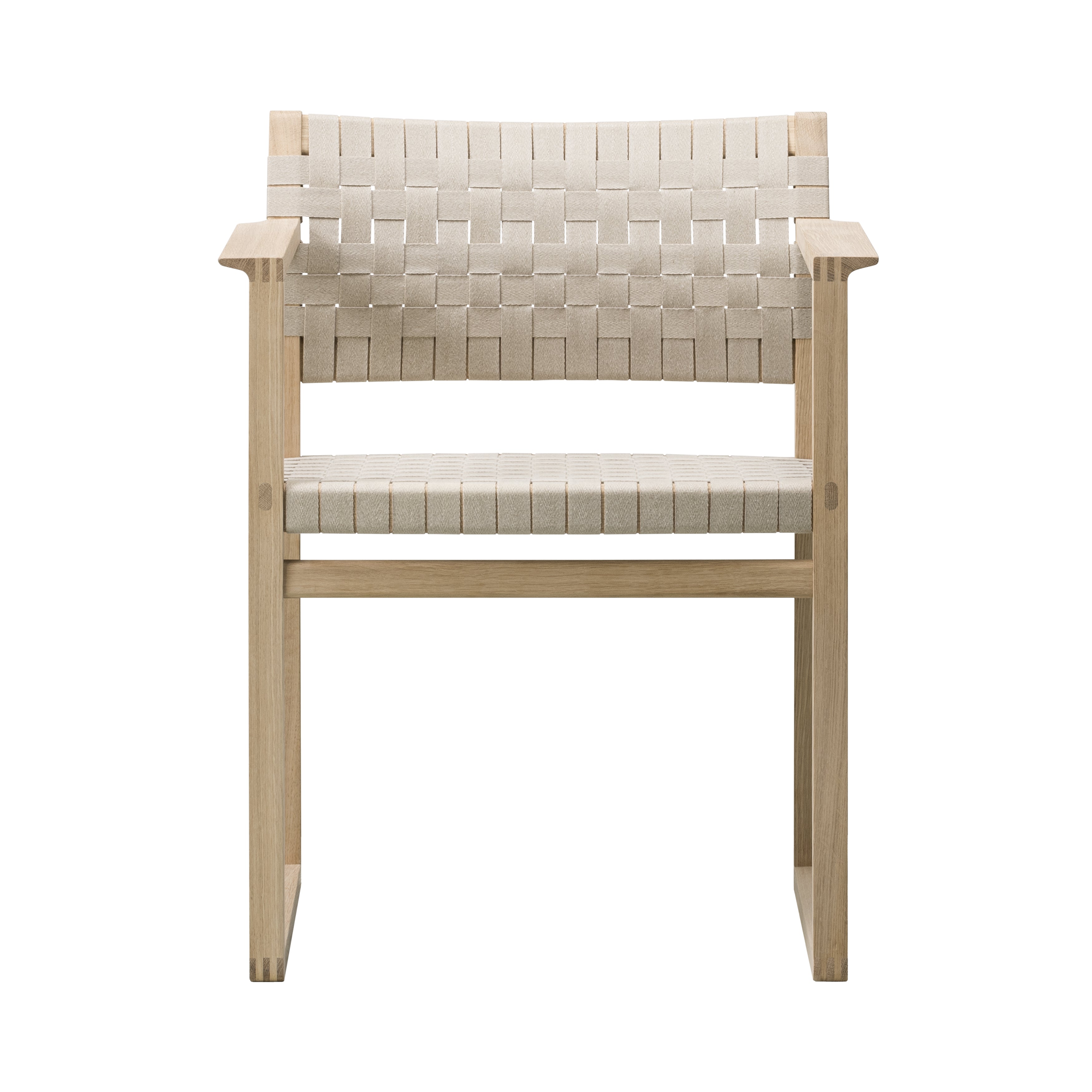 BM62 + BM61 Chair: Linen Webbing + With Arm + Oiled Oak + Natural