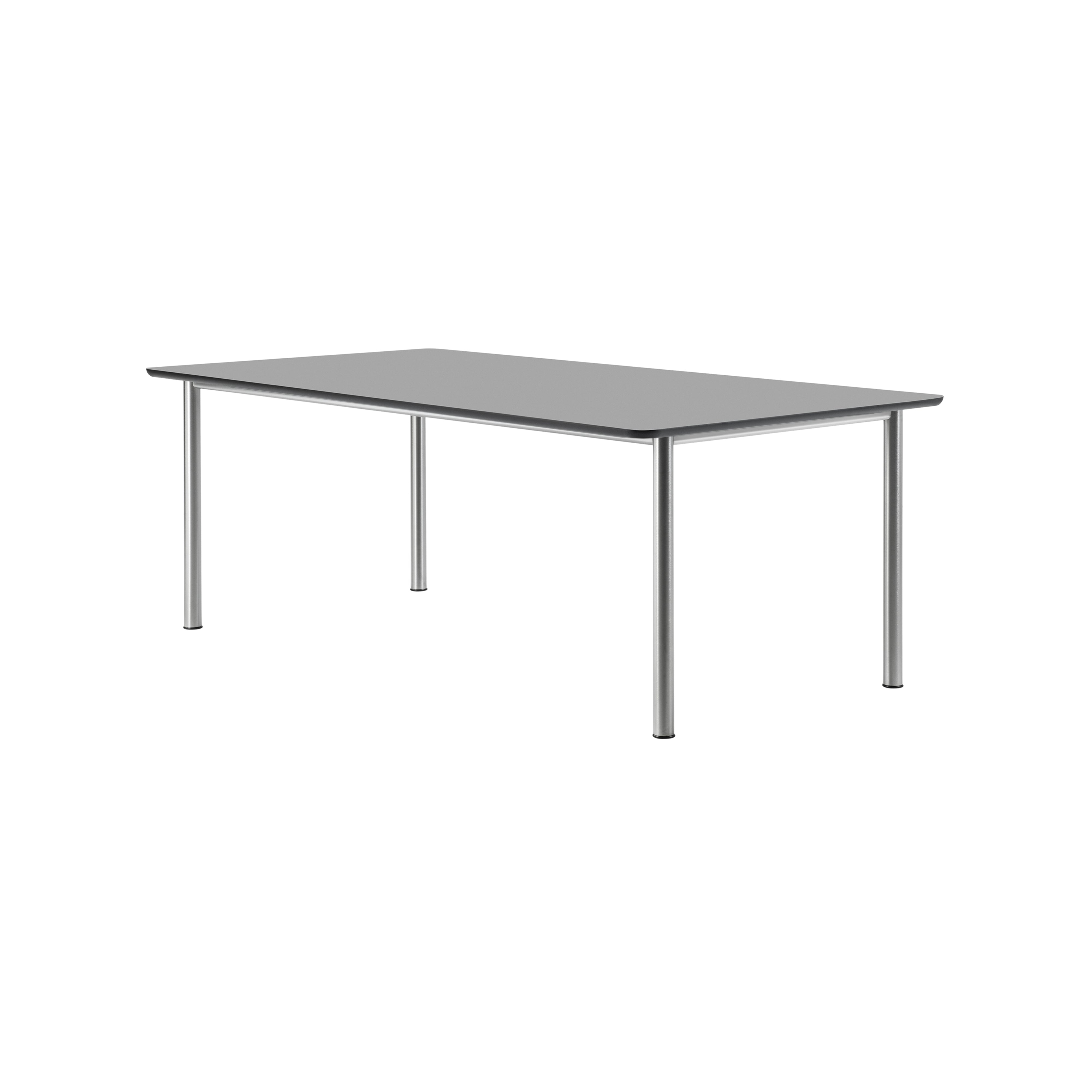 Plan Table: Black Laminate + Brushed Steel