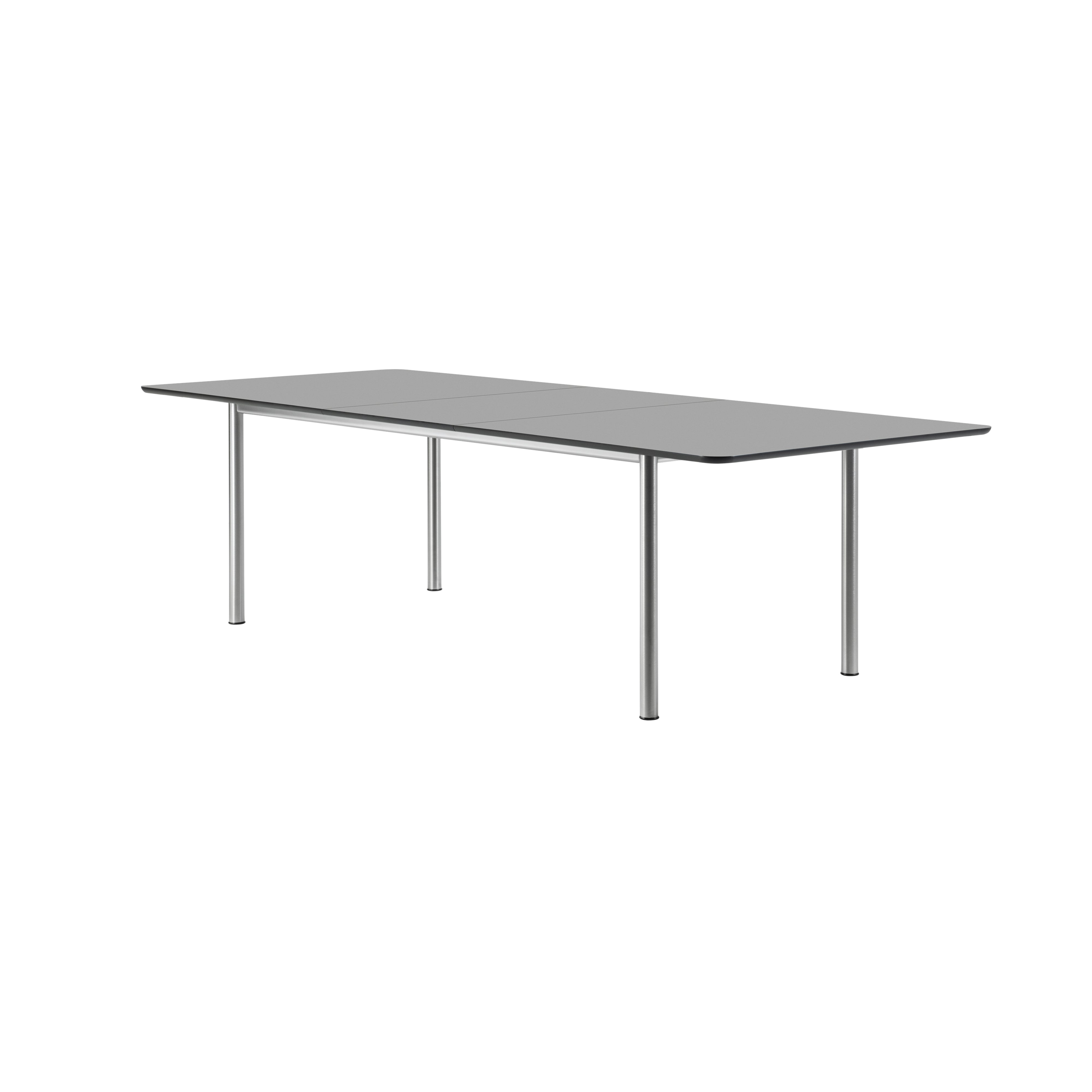 Plan Extendable Table: Black Laminate + Brushed Steel