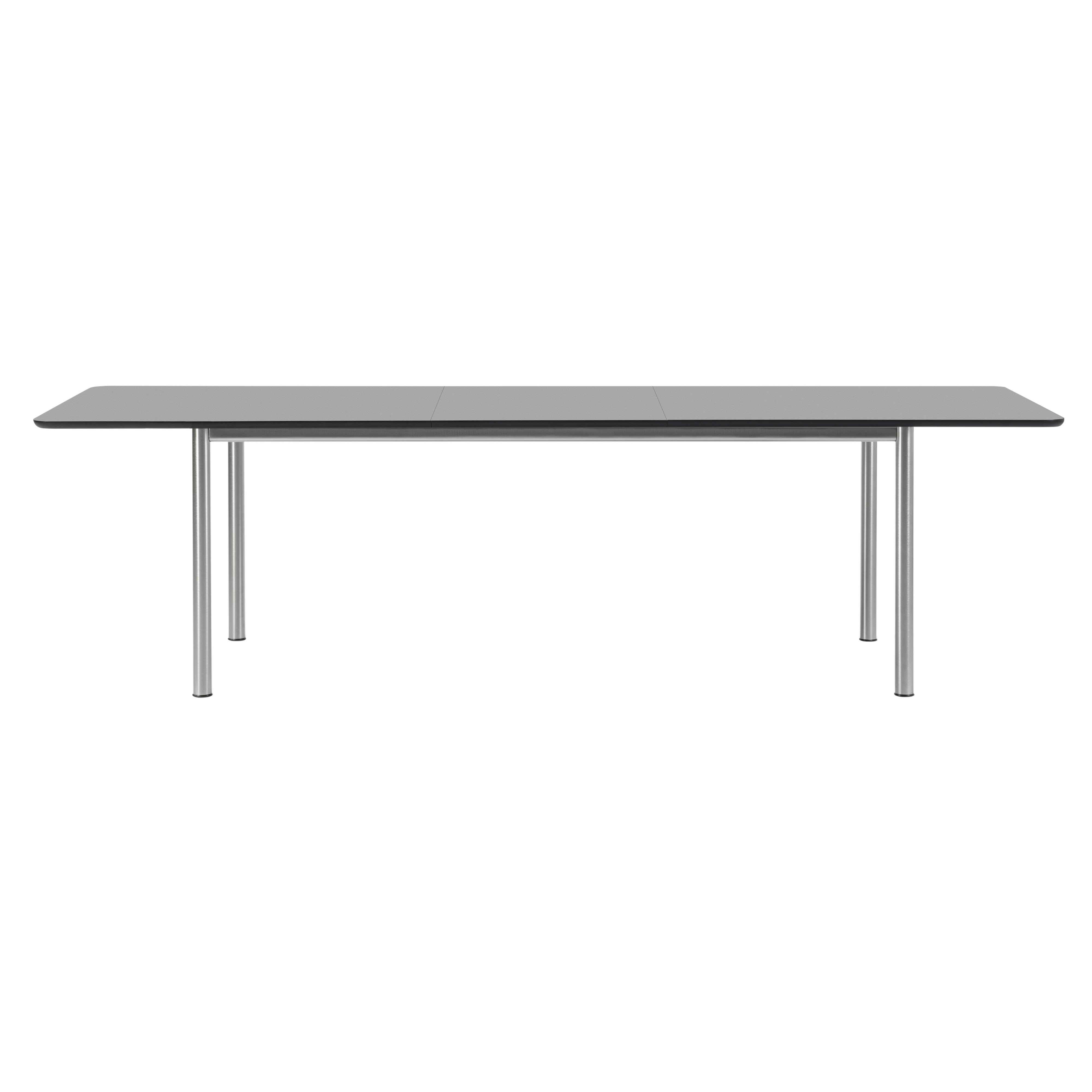 Plan Extendable Table: Black Laminate + Brushed Steel