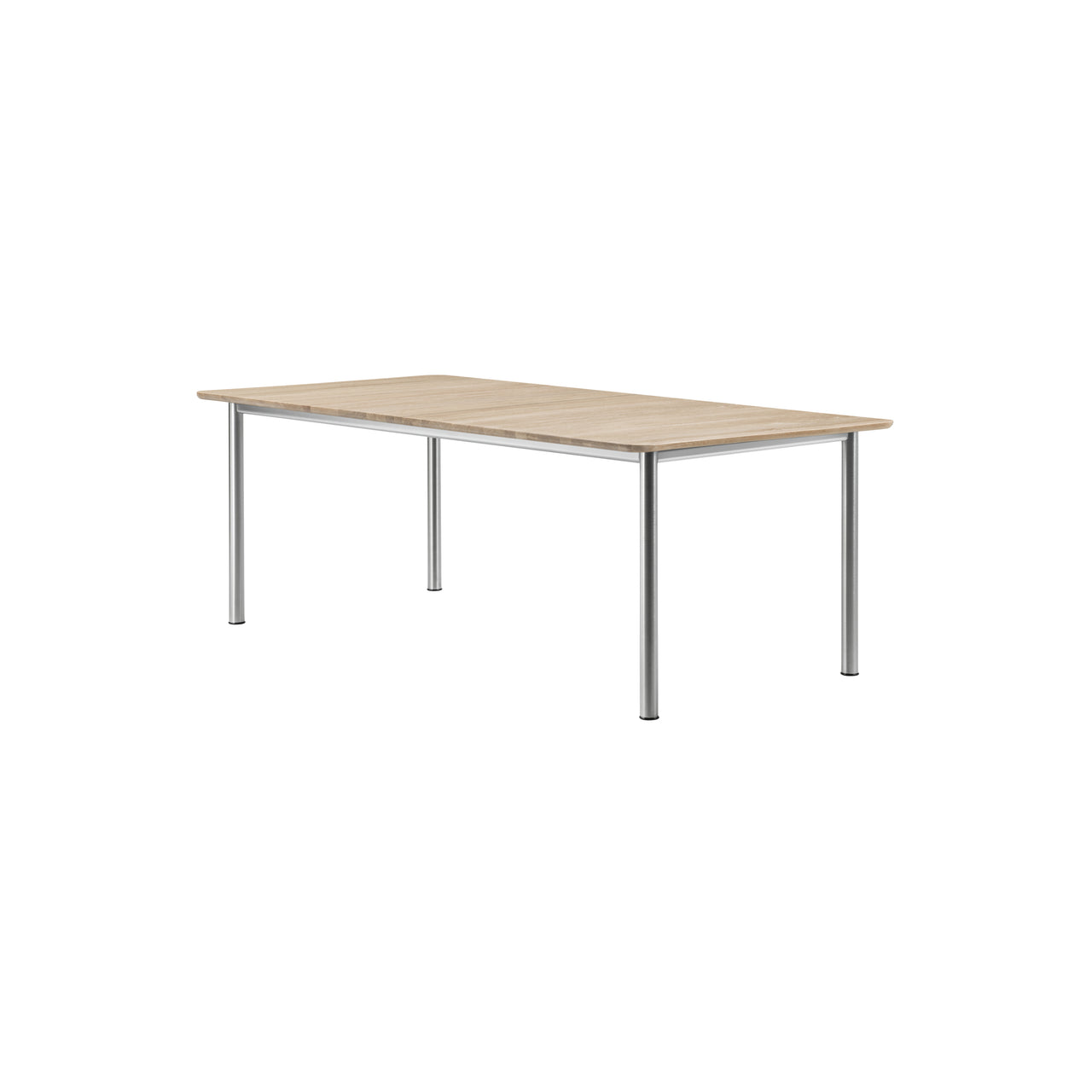 Plan Extendable Table: Light Oiled Oak + Brushed Steel