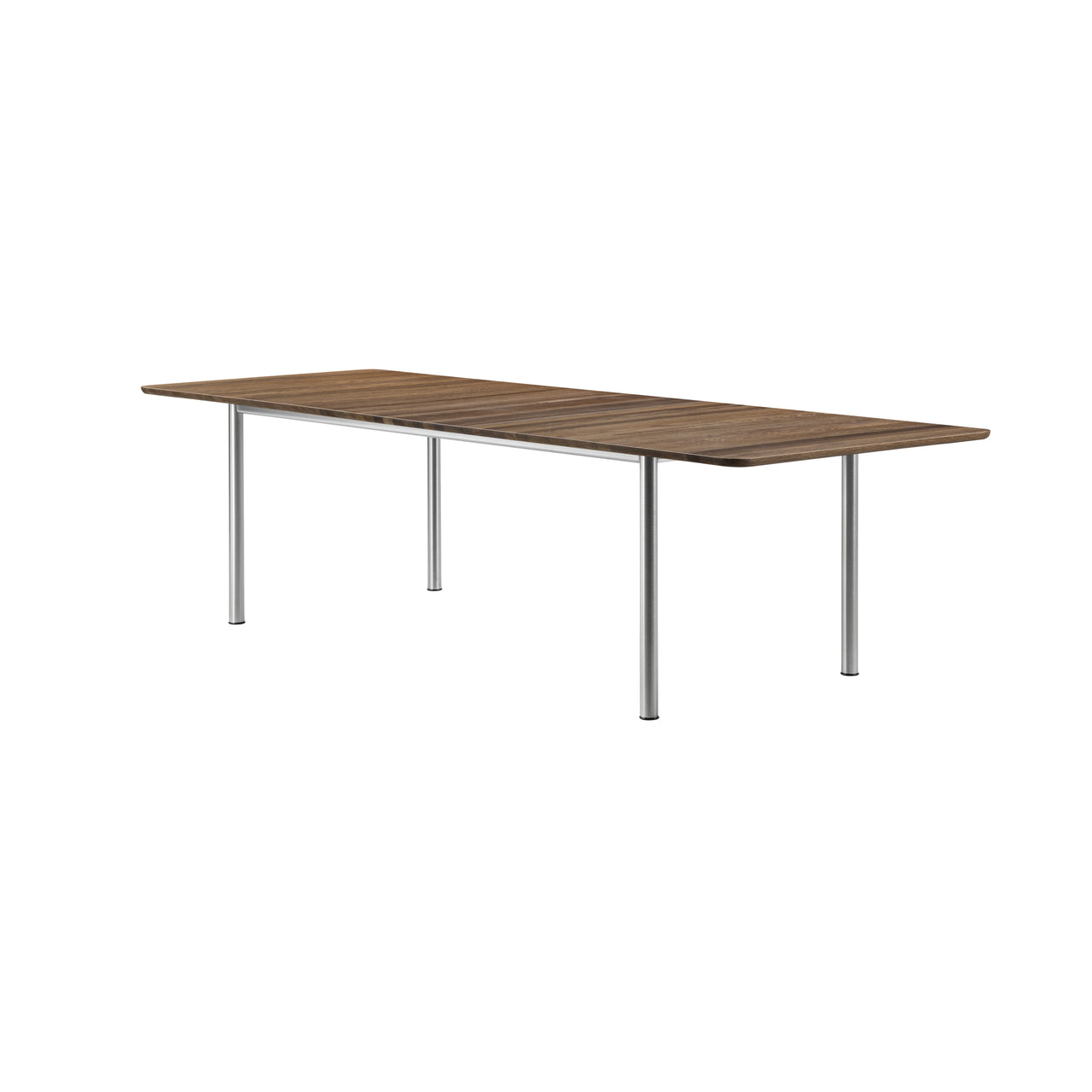 Plan Extendable Table: Smoked Oiled Oak + Brushed Steel
